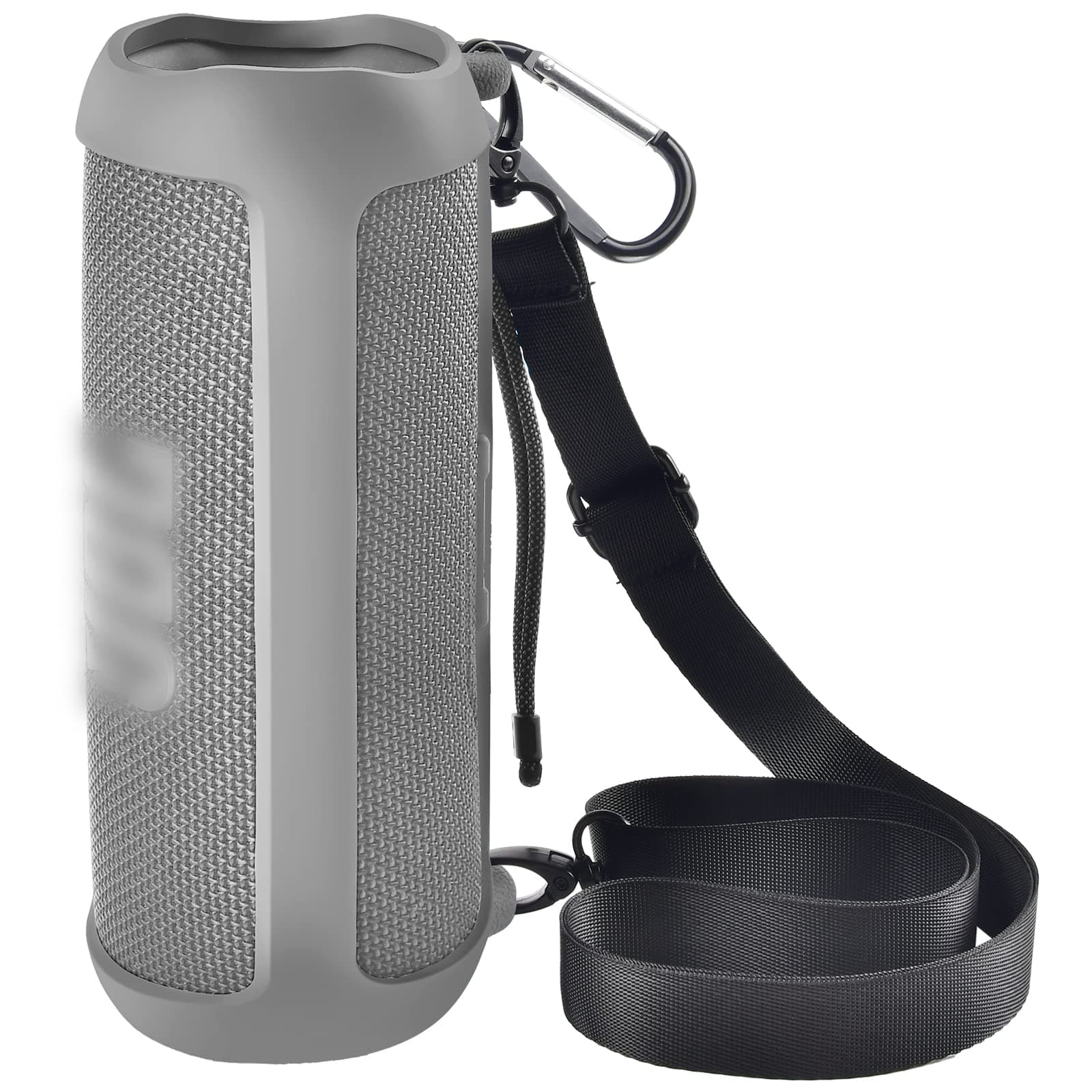 Silicone Case for JBL FLIP 6 Waterproof Portable Bluetooth Speaker, Gel Soft Skin Rubber Cover, Travel Carrying Storage Bag Pouch with Shoulder Strap and Carabiner - Grey