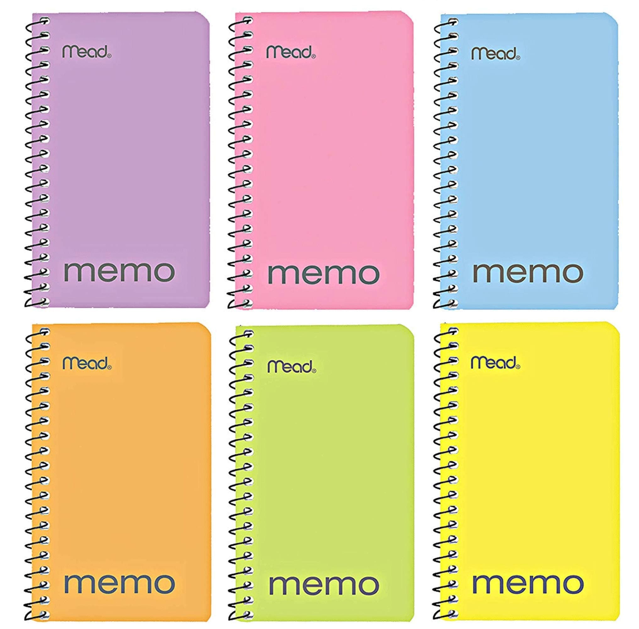 Mead Small Notebook, 12 Pack of Small Spiral Notebook, 3x5 " College Ruled Memo Book Wirebound 60 Sheets, Pastel Colors of Mini pocket memo pad in Bulk pack