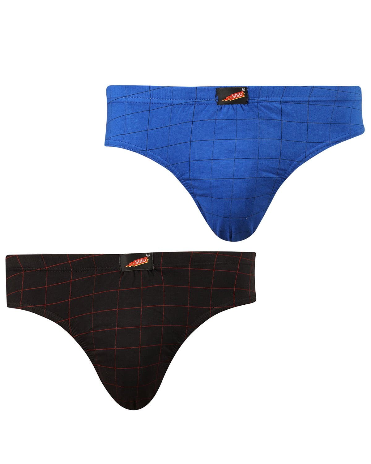 SOLO Mens NEO-Tech Wrapper Fabric - Ultra Soft Modern Cotton Brief - Checks Box Design - (Pack of 2)