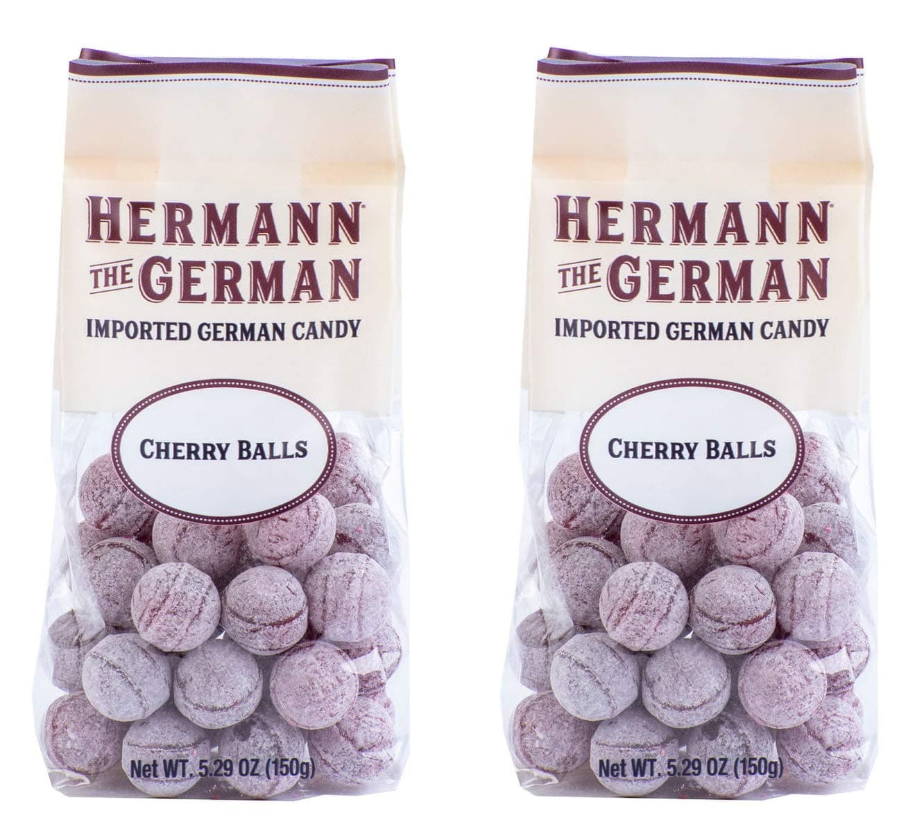 Hermann the German Hard Candy - Imported - Pack of 2 (Cherry Balls)