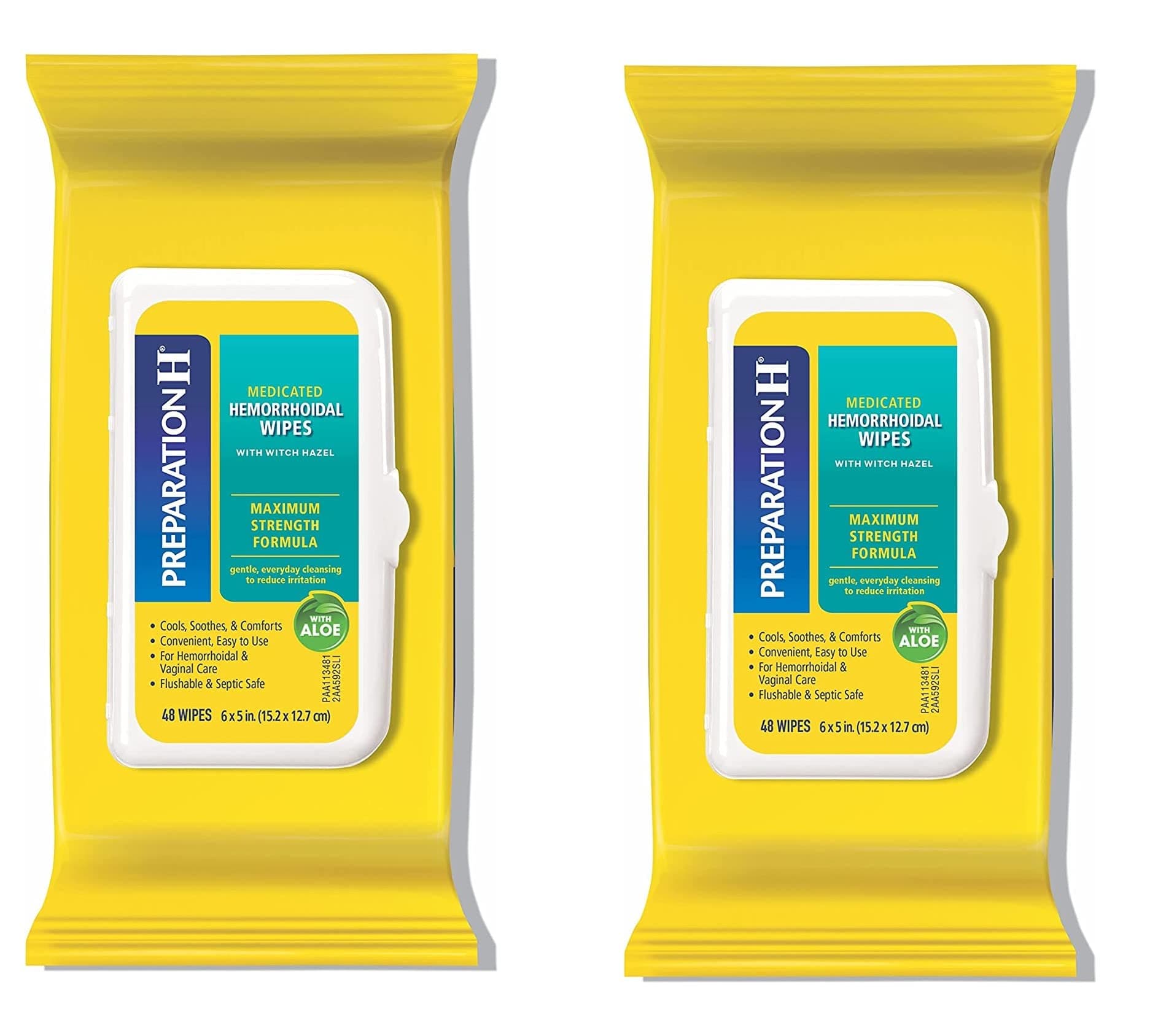 Preparation H Hemorrhoid Flushable Wipes with Witch Hazel for Skin Irritation Relief - 48 Count (Pack of 2)