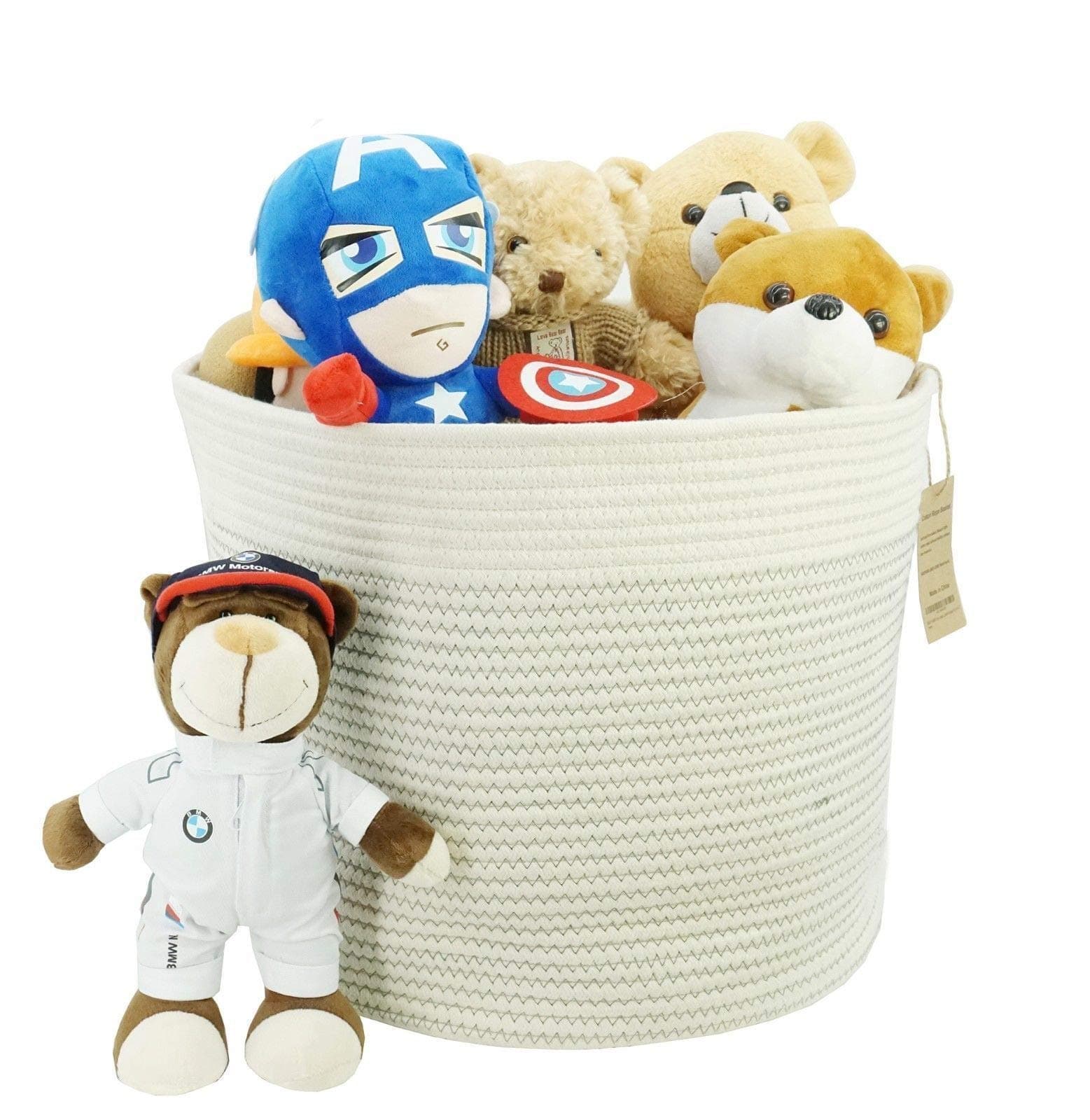 BOASY Home Woven Basket, Storage Baskets, Storage Basket - X-Large Woven Cotton Storage Basket by 100% Woven Cotton, 17" x 14", Easy to Handle, Decorative Style, for Blankets, Toys, Books, Craft