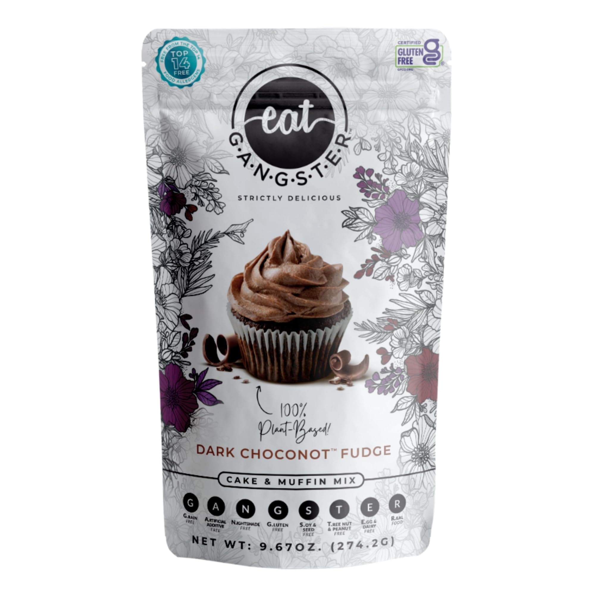 - eat G.A.N.G.S.T.E.R. Dark Choconot Fudge Cake & Muffin Mix, Allergy-Friendly Baking Mix, Grain-Free, No Dairy, Nuts, Gluten, Dairy, For Vegan, Paleo & AIP Diets, Chocolate Cakes, Muffins and Cupcakes