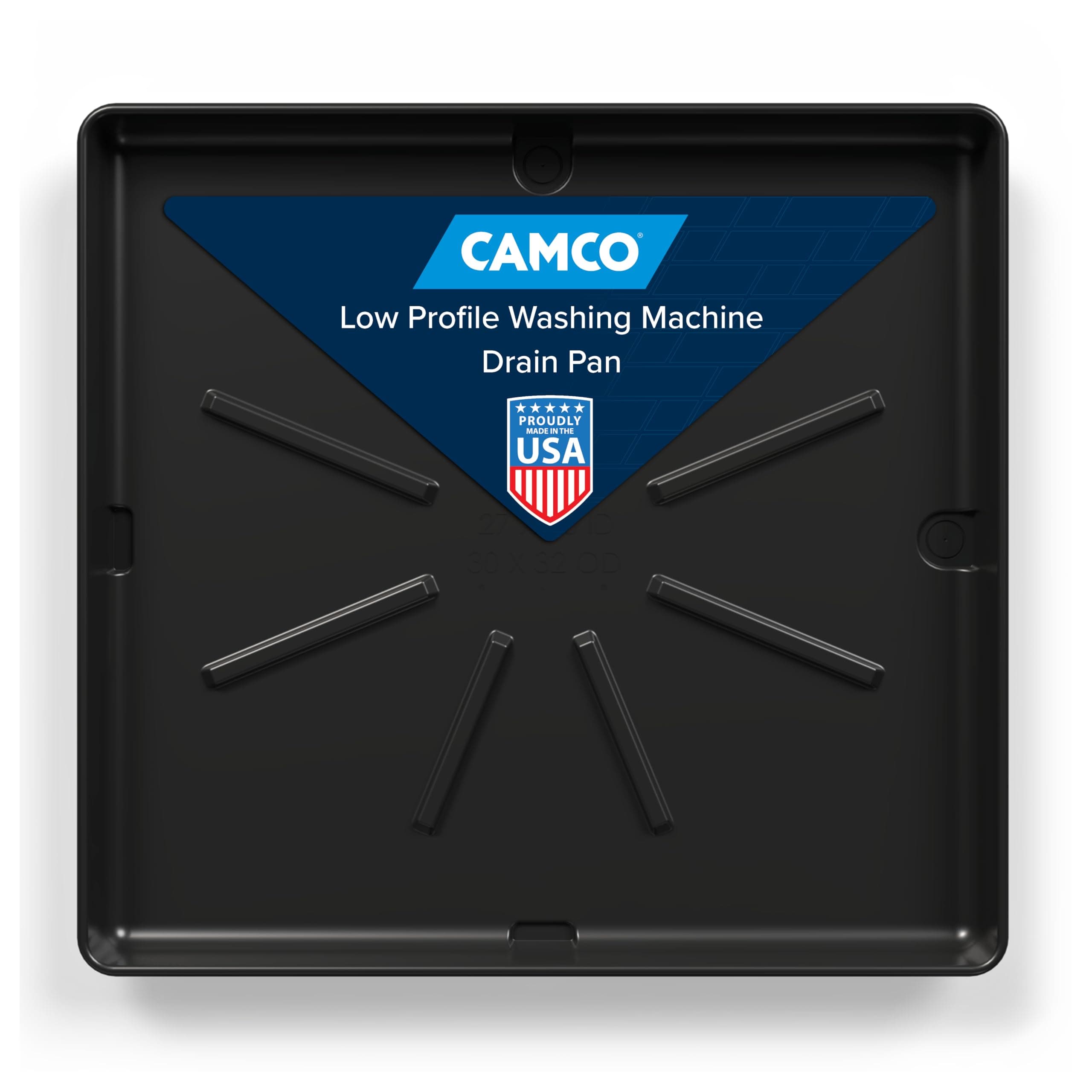 20784 Low Profile Washing Machine Drain Pan with PVC Fitting, 30 ½-Inch x 34 ½-Inch, Graphite - Protects Your Floors from Washing Machine Leaks - Easy to Use