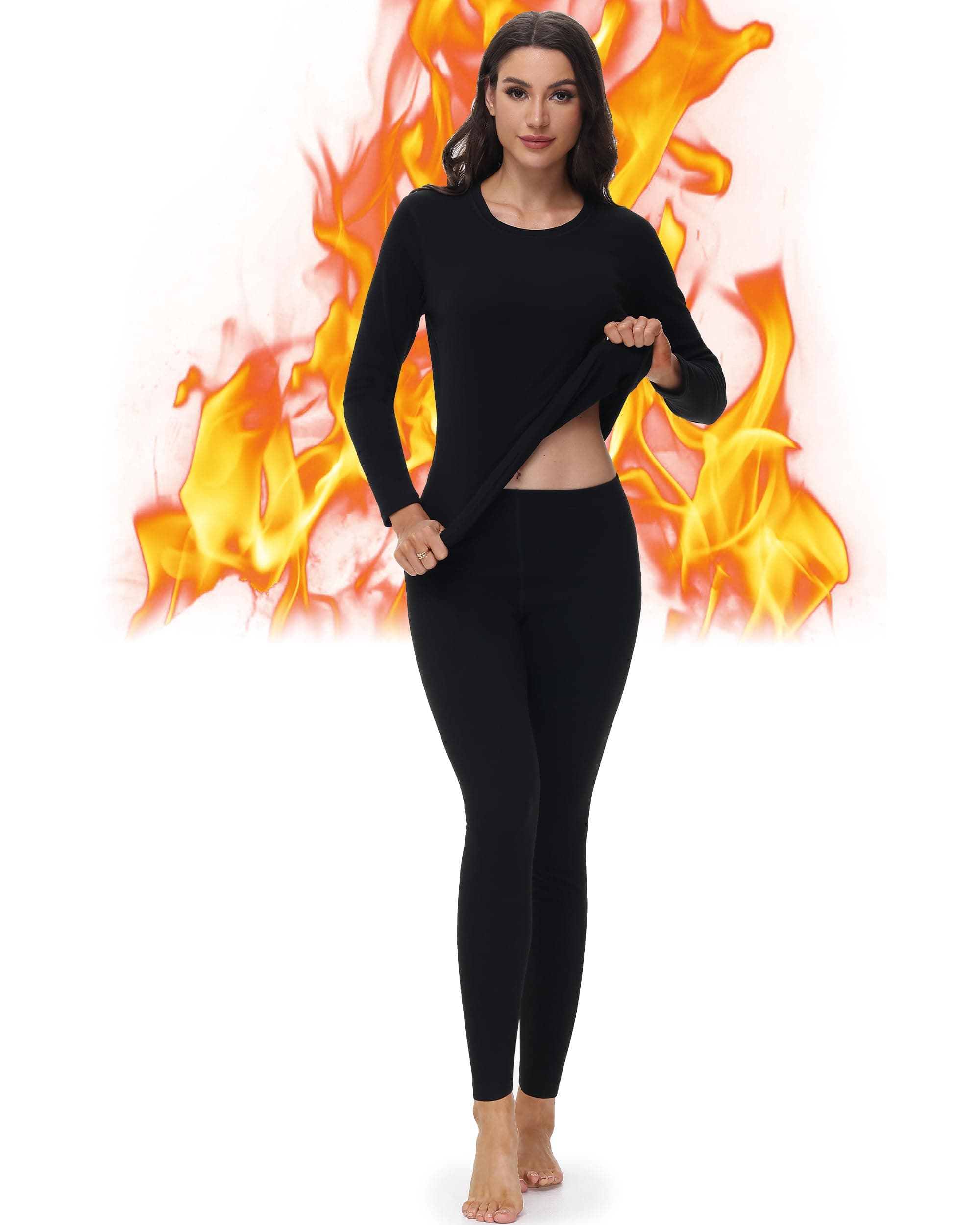 EoBeKeeThermal Underwear for Women Sets - Ultra-Soft Fleece Lined Long Johns Cold Weather Winter Base Layer Tops & Bottoms