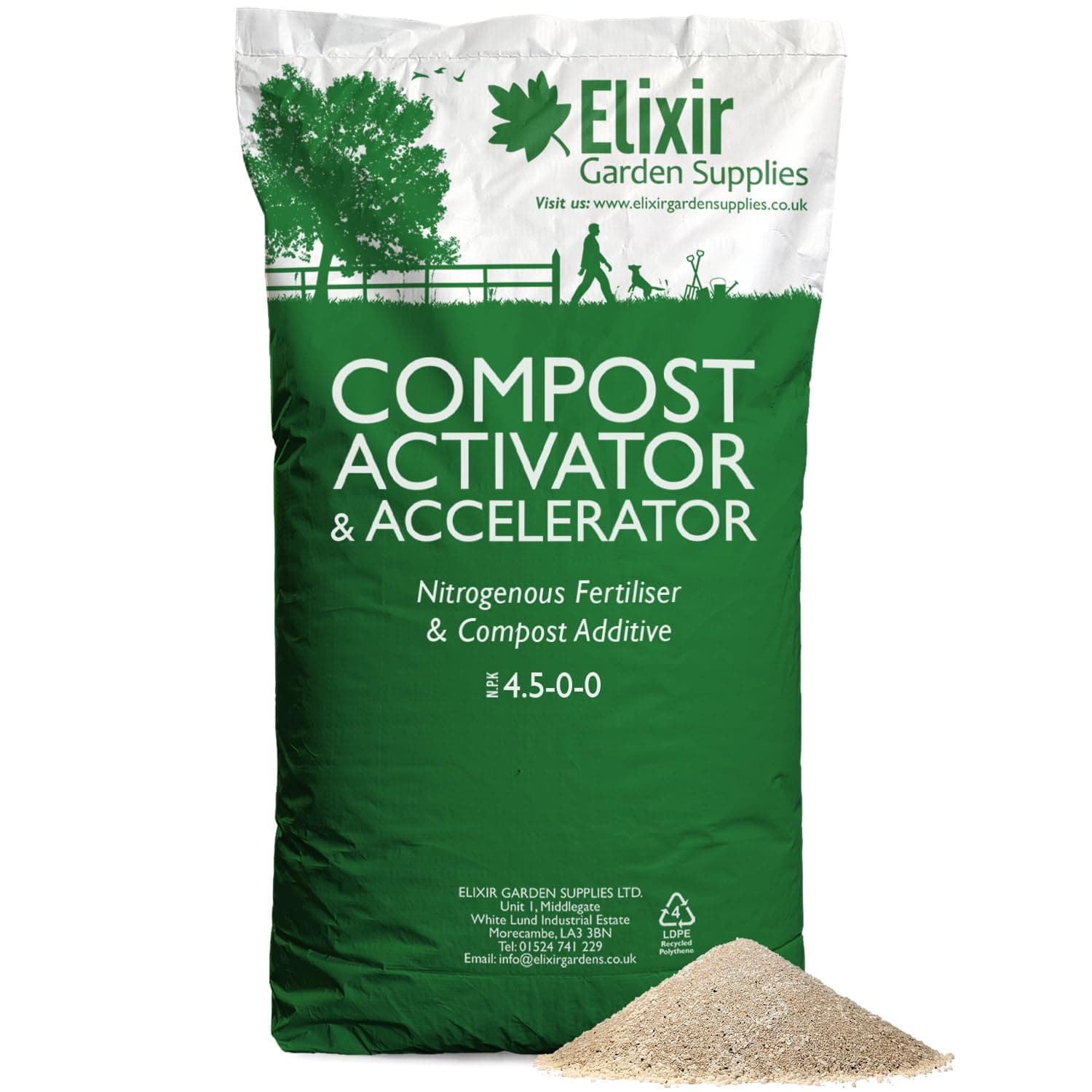 Elixir Gardens Compost Activator 4.5-0-0, Accelerator/Compost Maker - 25Kg | Treats over 180sqm