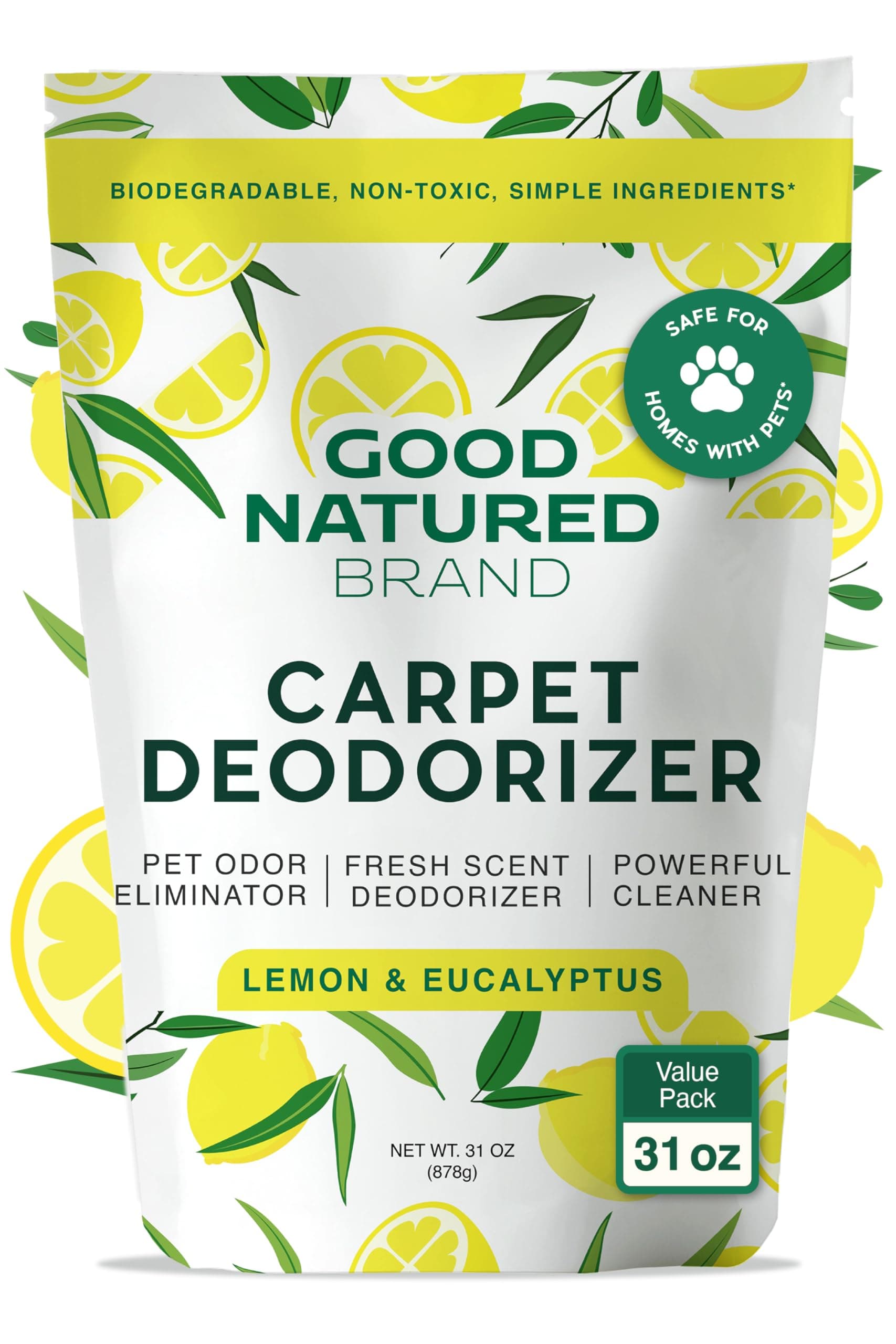 Good Natured Brand Saving Grace Carpet & Upholstery Deodorizer, Eucalyptus & Lemon - 32oz - All-Natural and Eco-Friendly, Safe for Families and Pet