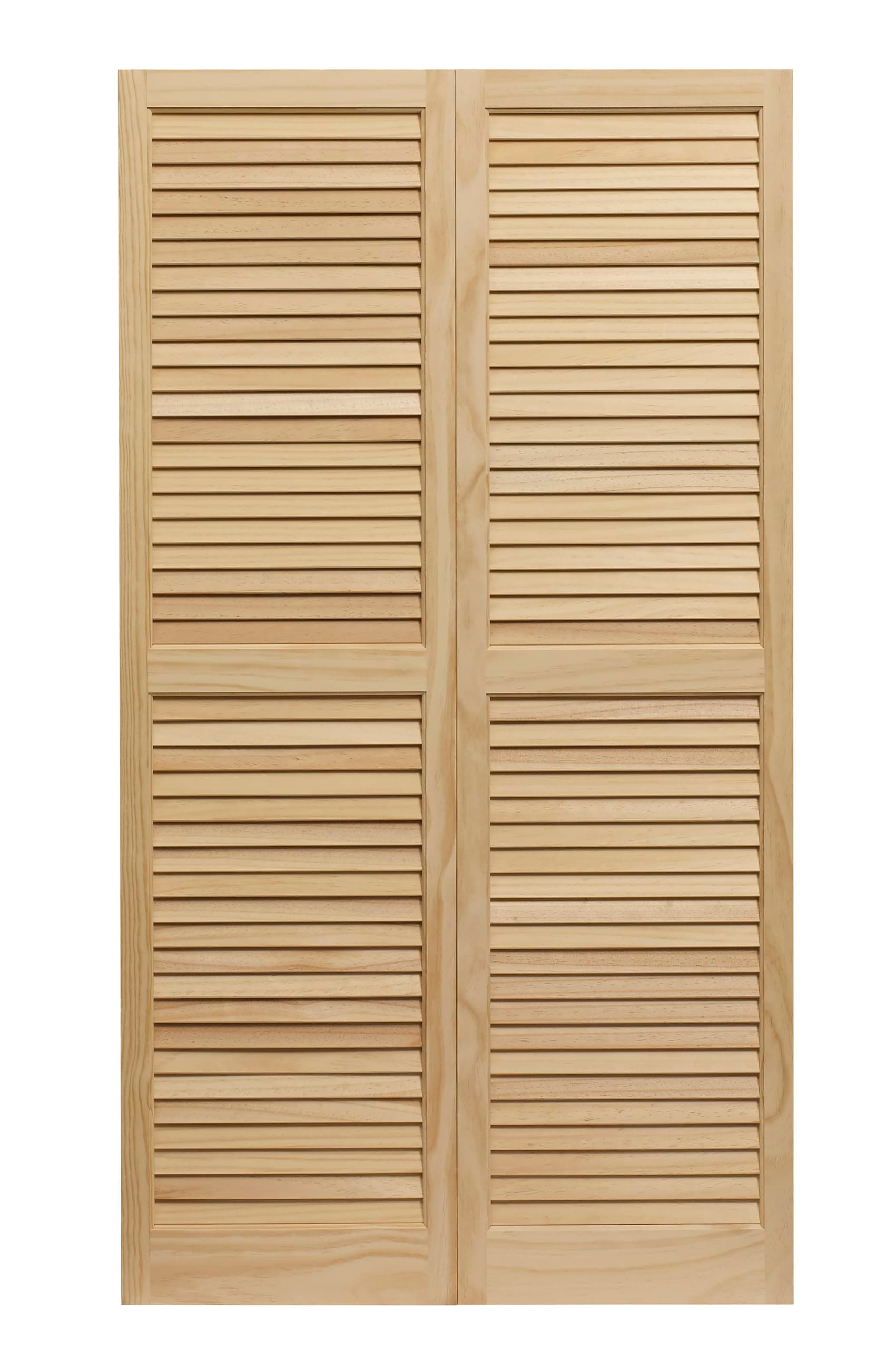 LTL Home Products SHL39 Exterior Solid Wood Louvered Window Shutters, 15" x 39", Unfinished Pine