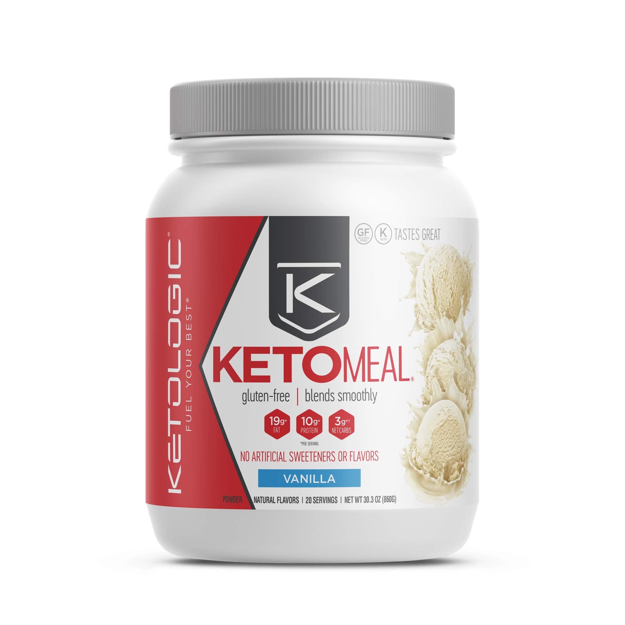 KetoLogic Keto Meal Replacement Shake with MCT, Vanilla | Low Carb, High Fat Keto Shake | Promotes Weight Loss & Suppresses Appetite | 20 Servings