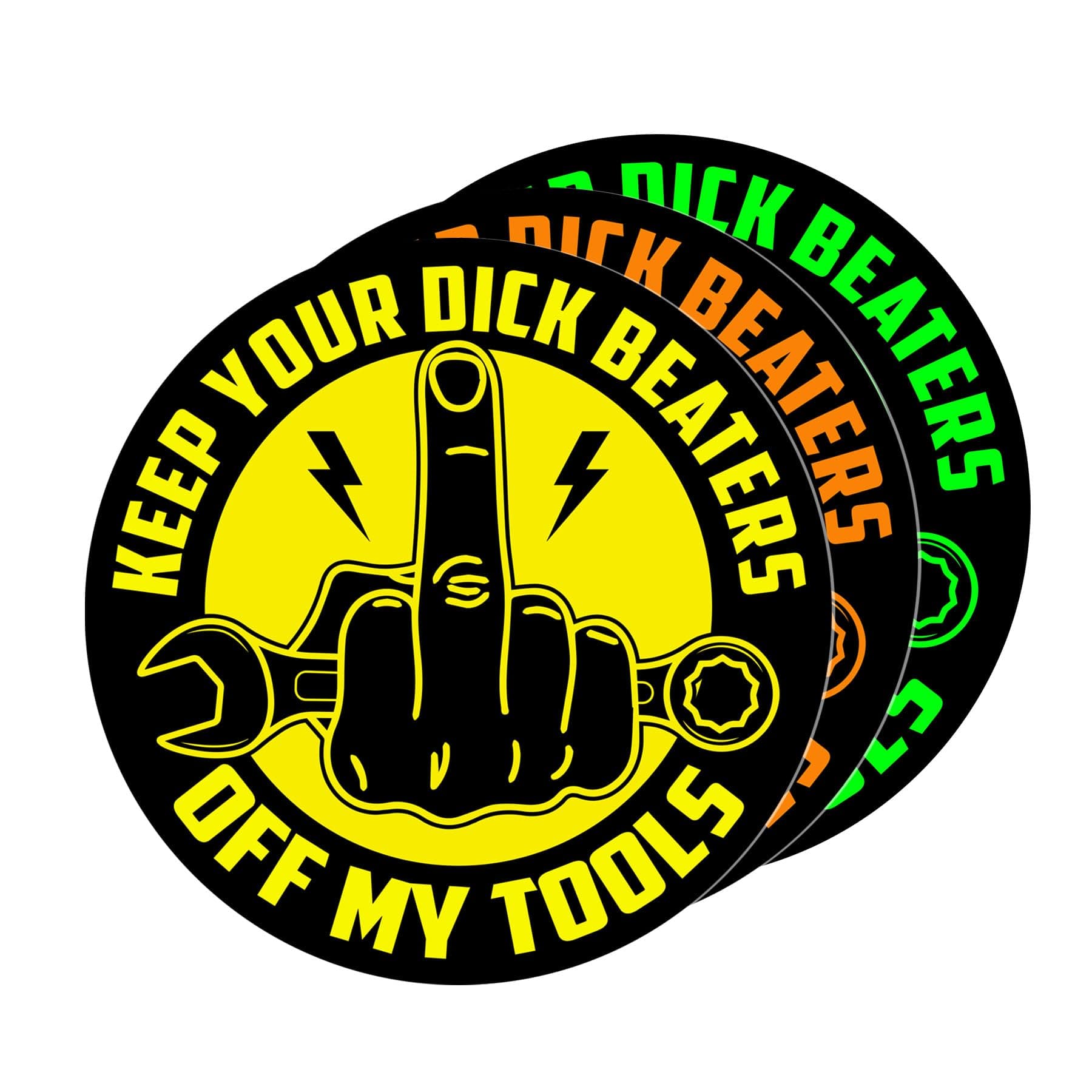(3PCS) Warning Keep Your Dick Beaters Hands Off My Tools Hard Hat Helmet Sticker Welding Motorcycle Decal Diesel Mechanic Die-Cut Waterproof Vinyl Stickers for Laptop Water Bottle Car (3 Inches)