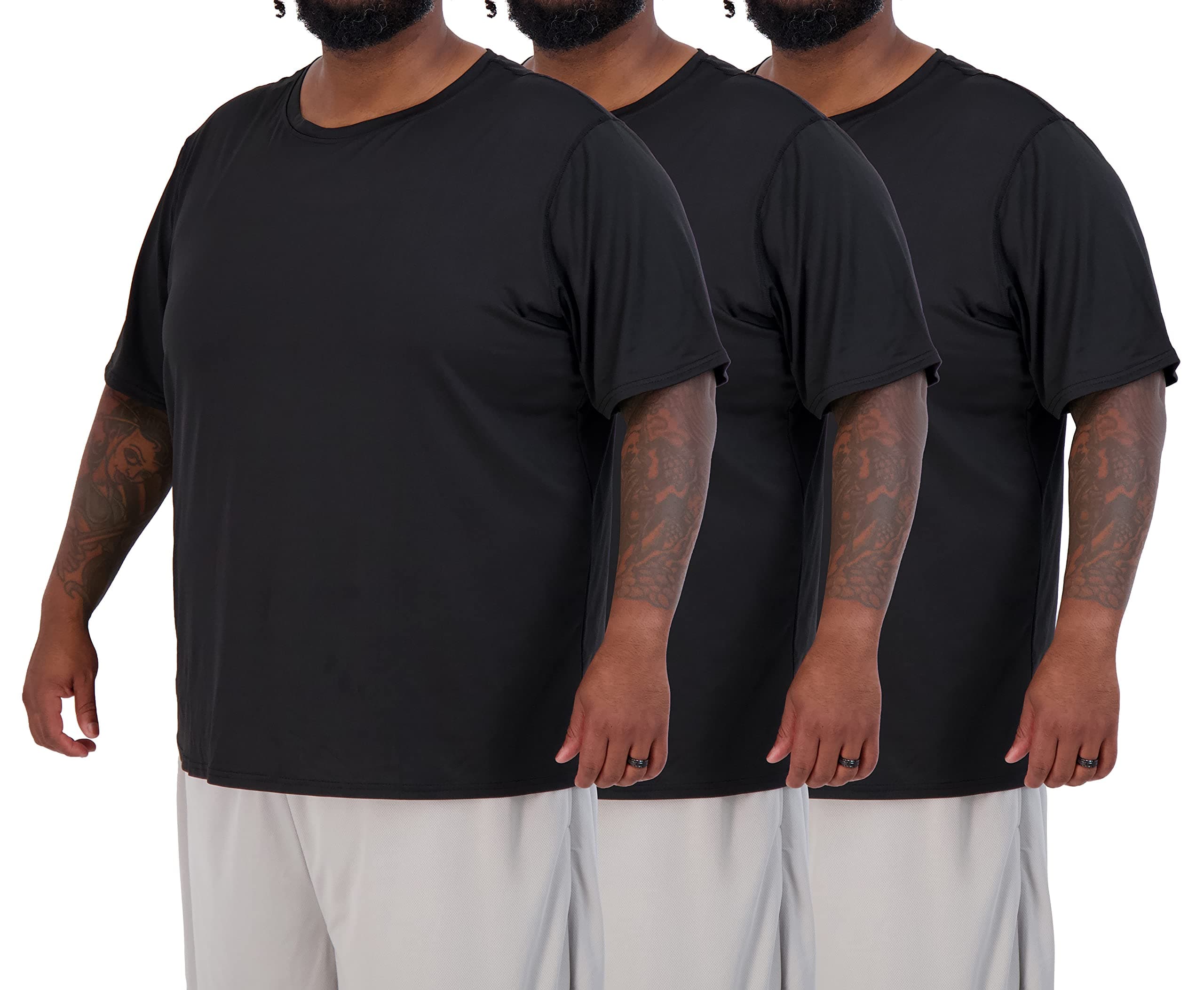 - 3 Pack: Men’s Big & Tall Short Sleeve Dry Fit Crew Neck T-Shirt - Gym Workout Athletic Running Tee (3XT-5XT)