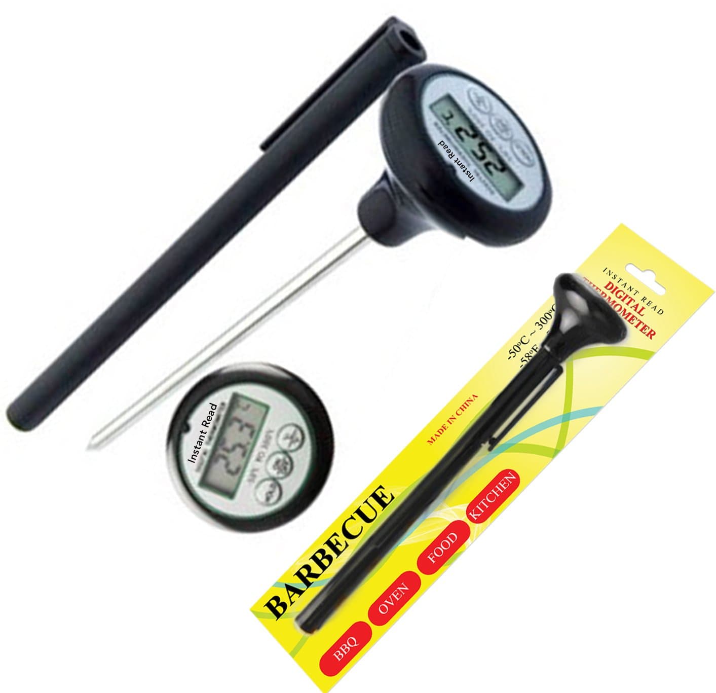 Instant Read MEAT Thermometer - Best Quick Read Digital Cooking Thermometer for All Food, Meat, Turkey, Grill, BBQ, Smoker, Kitchen and Candy - LCD Screen, Long Probe