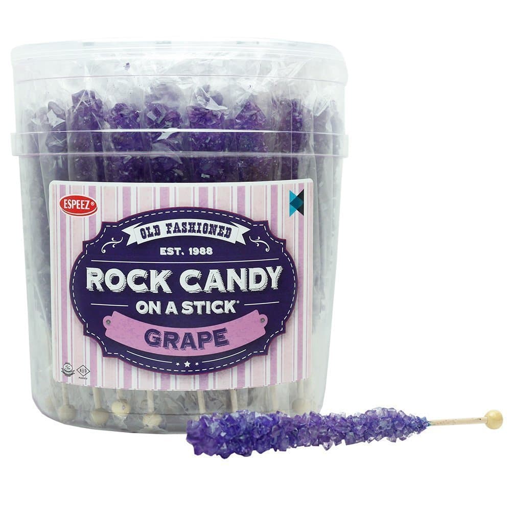 Extra Large Rock Candy Sticks: 36 Purple Crystal Rock Candy Sticks - Grape - Individually Wrapped for Party Favors, Candy Buffet, Showers, Receptions, Bridal and Baby Showers
