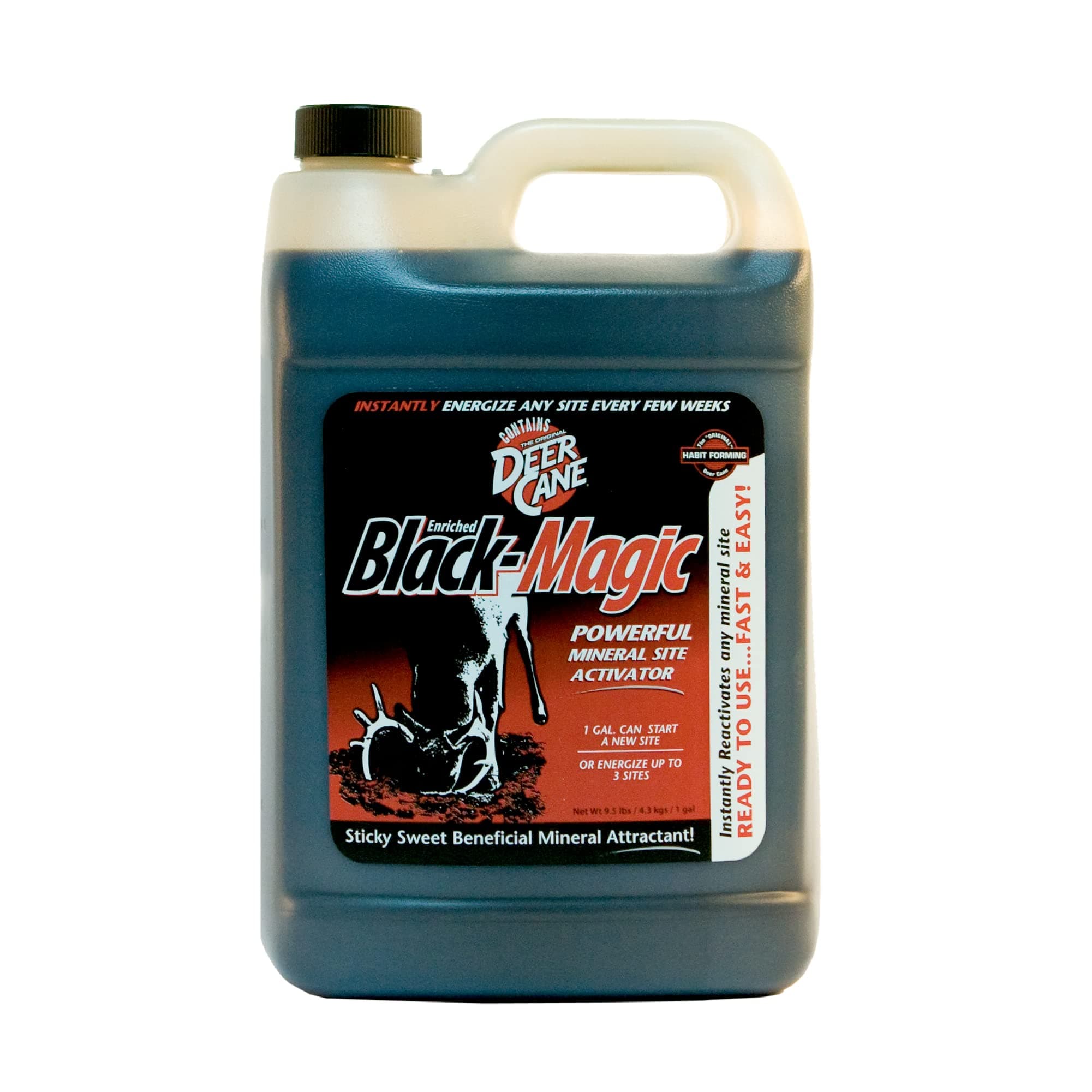 Evolved HABITATS Deer Cane Black Magic Liquid Mineral Deer Attractant - Fast & Easy to Use All Year-Round Mineral Food Supplement with Natural Molasses Flavors - Mineral Site Activator