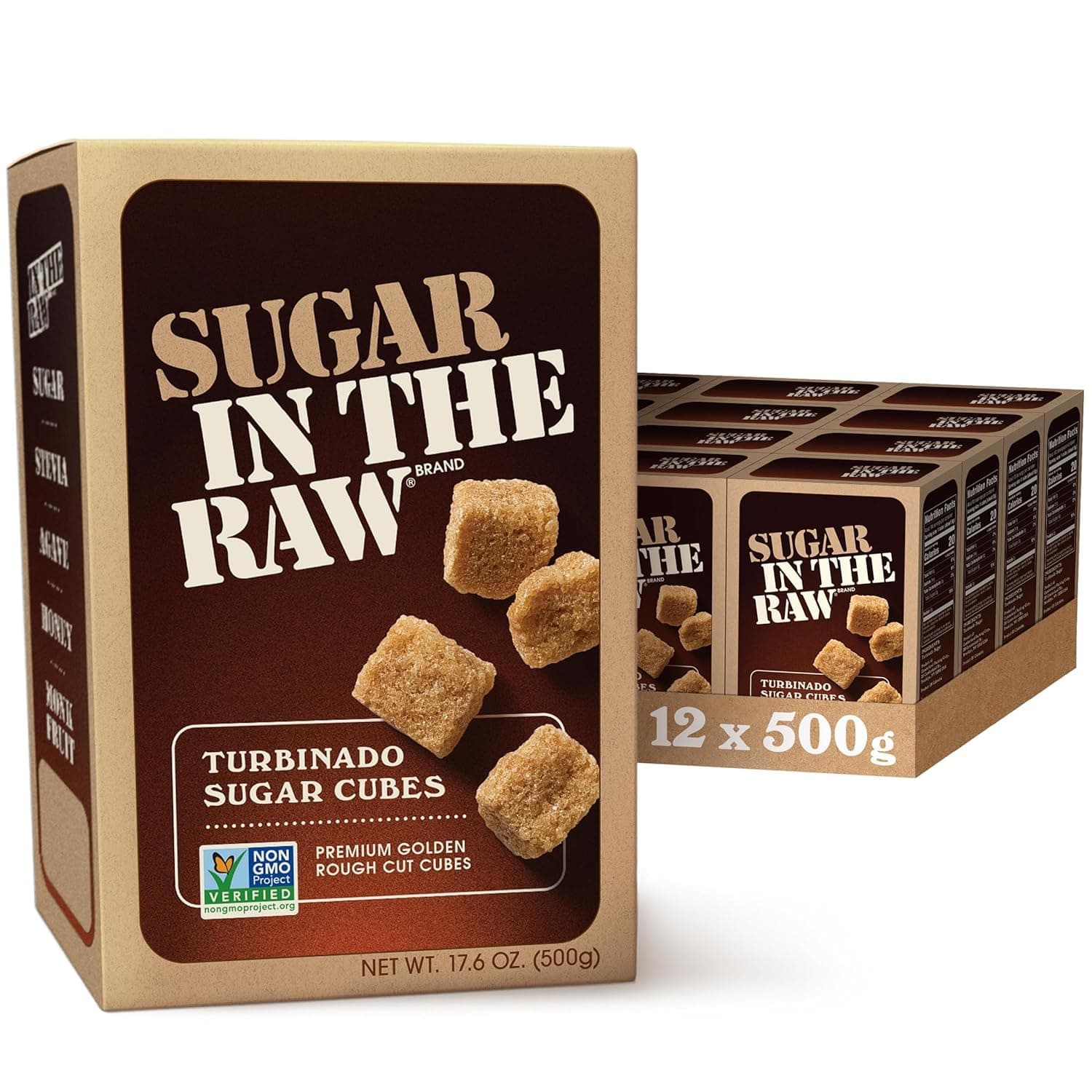 Turbinado Cane Sugar Cubes, 17.6 oz. Box, 12 Pack, Pure, All-Natural Turbinado Sugar, Non-GMO Project Certified, Kosher, Vegan and Gluten Free