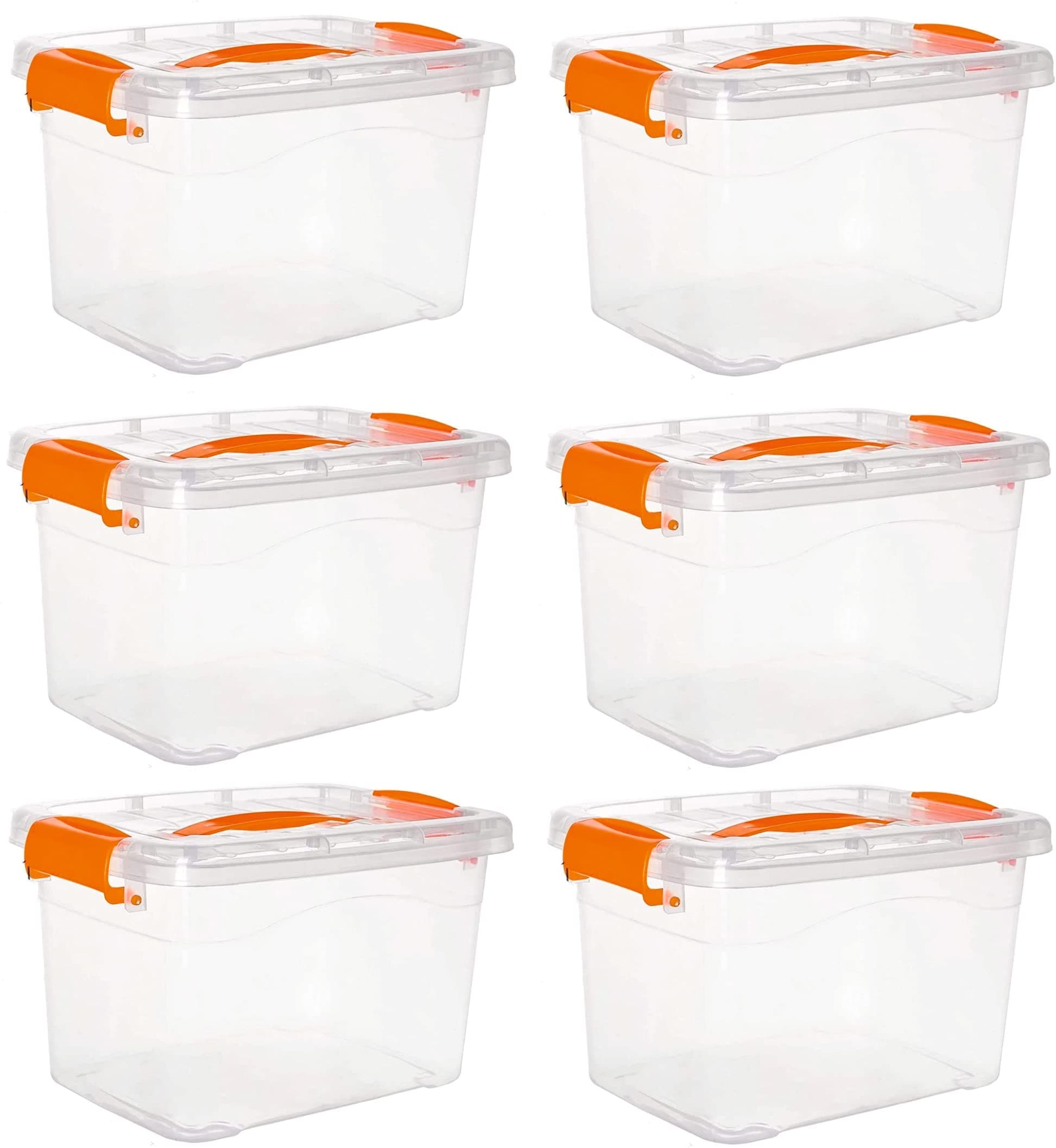 Besto 10 LTR Clear Plastic Storage Box With Lid | { 6 PCS SET } | For Clothes, Toys, Books, Snacks, Shoes and Grocery Storage Box (10 LTR)