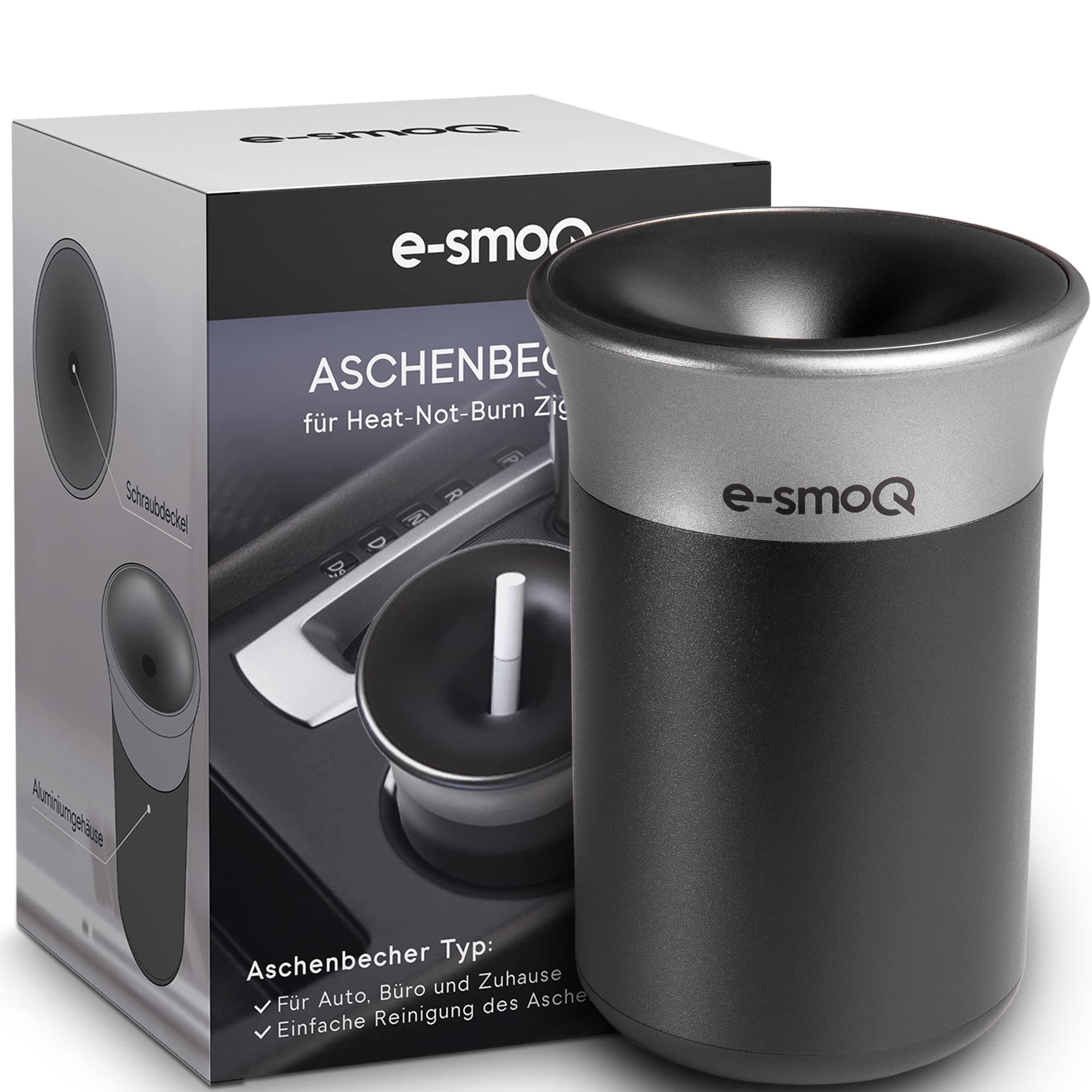 Ashtray for IQOS 3 Duo, 2.4 and Multi | Cup for Heets Sticks | Perfect Accessory for Car, Office, Home and Outdoor Use with Lid (Black)