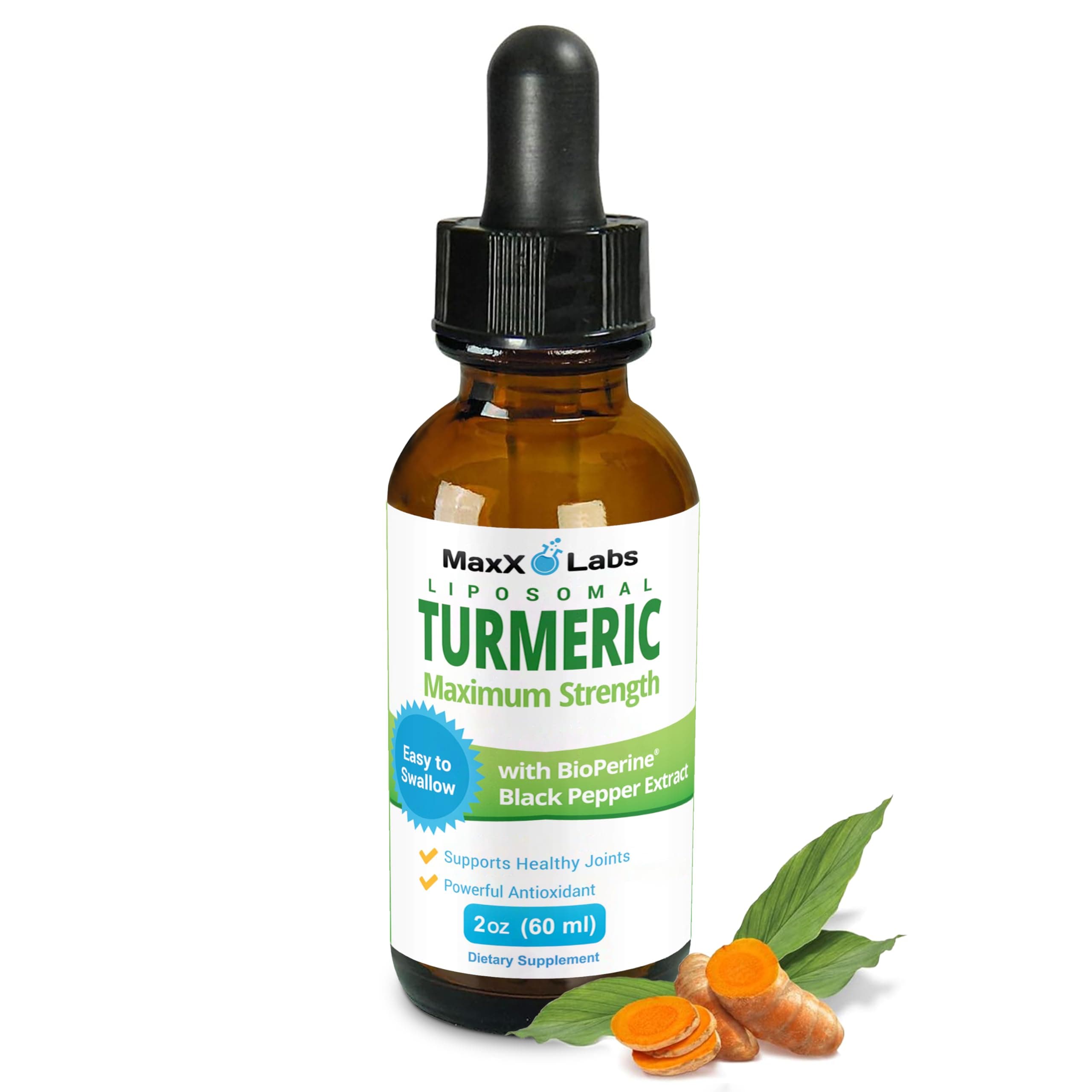 Turmeric Liquid Supplements - Turmeric Curcumin with Black Pepper Extract - Highest Potency 800mg - Antioxidant - Tumeric Supplements w/Bioperine - Non-GMO - 2 Fl Oz