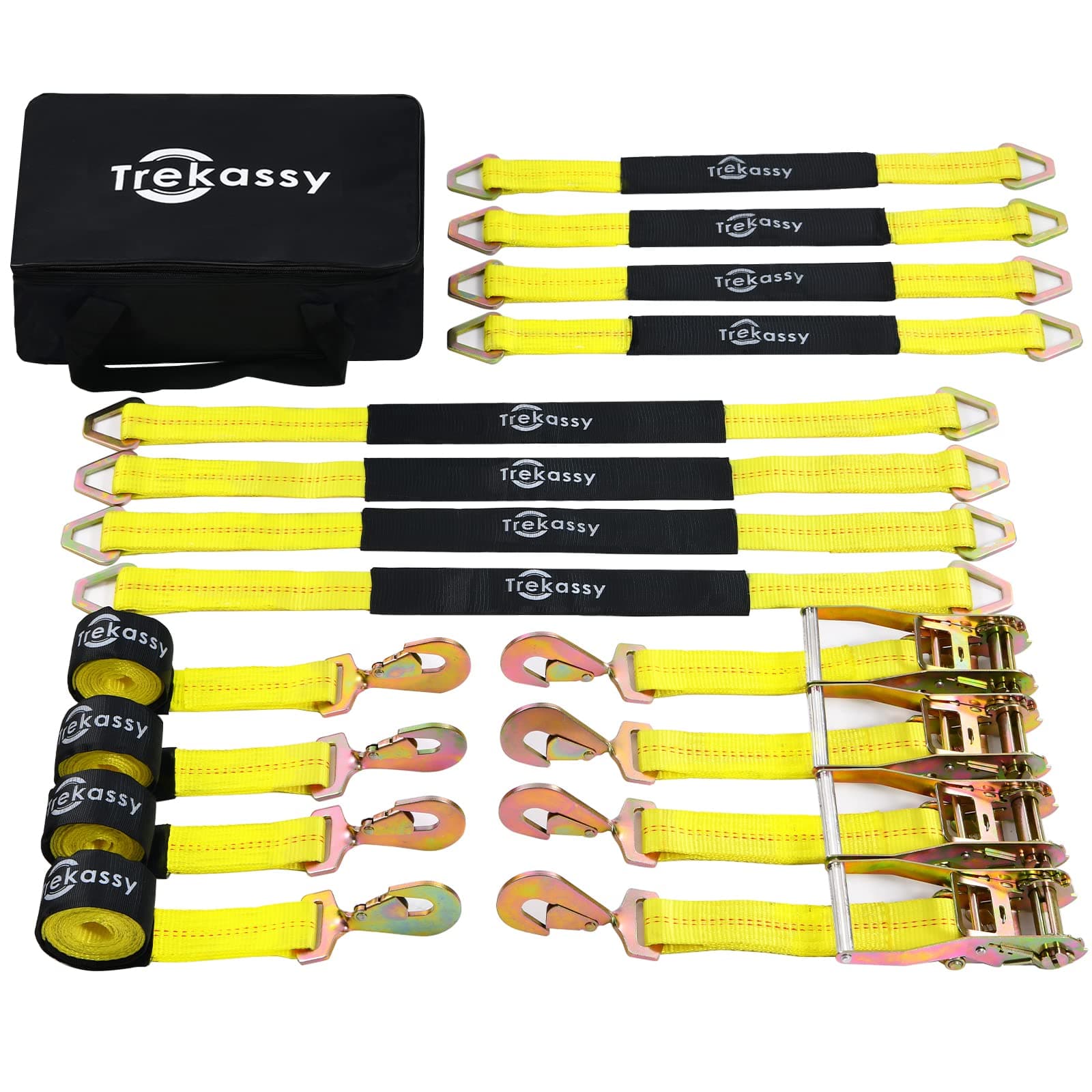 Trekassy 2" x 8' Car Tie Down Straps for Trailers with Snap Hooks, Heavy Duty Car Hauler Straps, 3,333lbs Safe Working Load, (8) Axle Straps Tie Down