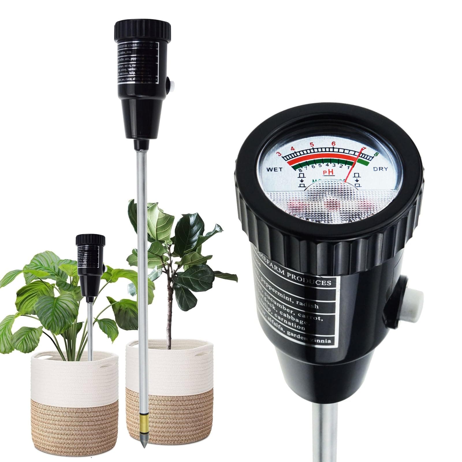 GAIN EXPRESS Soil PH Meter, Soil Moisture Sensor Meter, Soil PH Tester Gardening Tool Kits for Plant, Tree, Soil Tester for Moisture Great for Garden, Lawn, Farm, Indoor & Outdoor Use 295mm Long