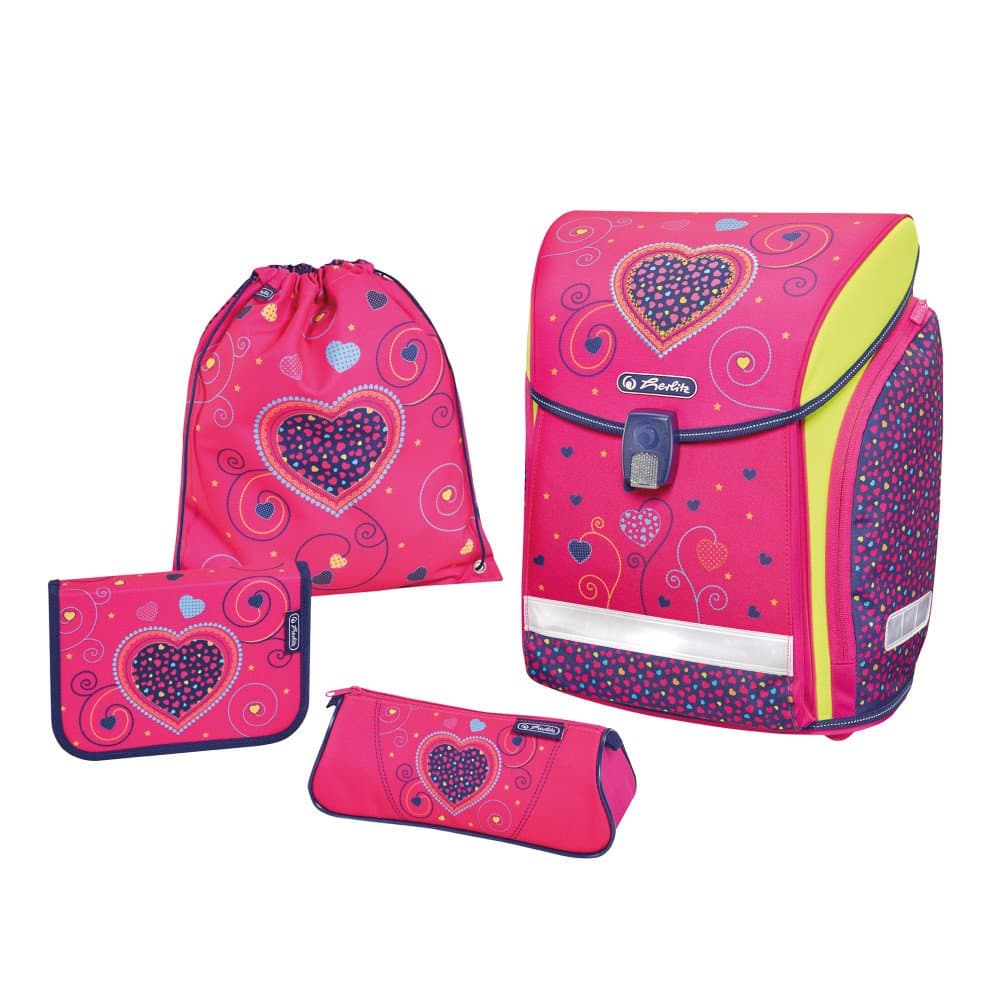 Herlitz Schulranzen midi Plus Pink Hearts Children's Backpack, 38 cm, (Unbekannt)