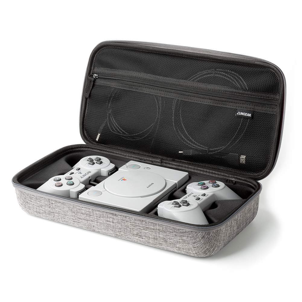 Carrying Case Compatible for Playstation Classic Console, Hard Travel Case Storage for Sony Playstation Classic Console System,Two Controllers and Accessories- Gray