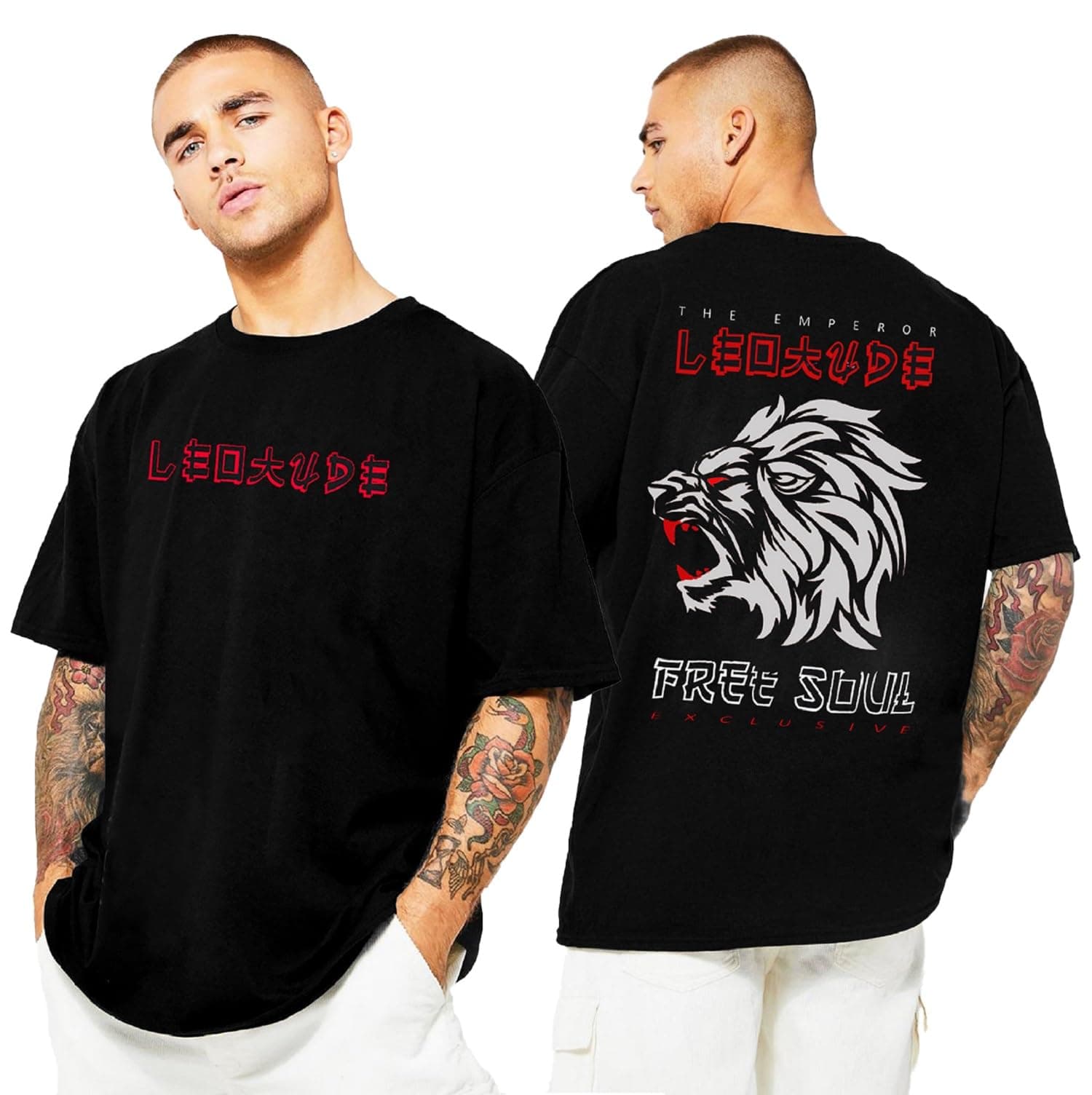 Cotton Blend Half Sleeve Back Print Oversized T-Shirts for Men