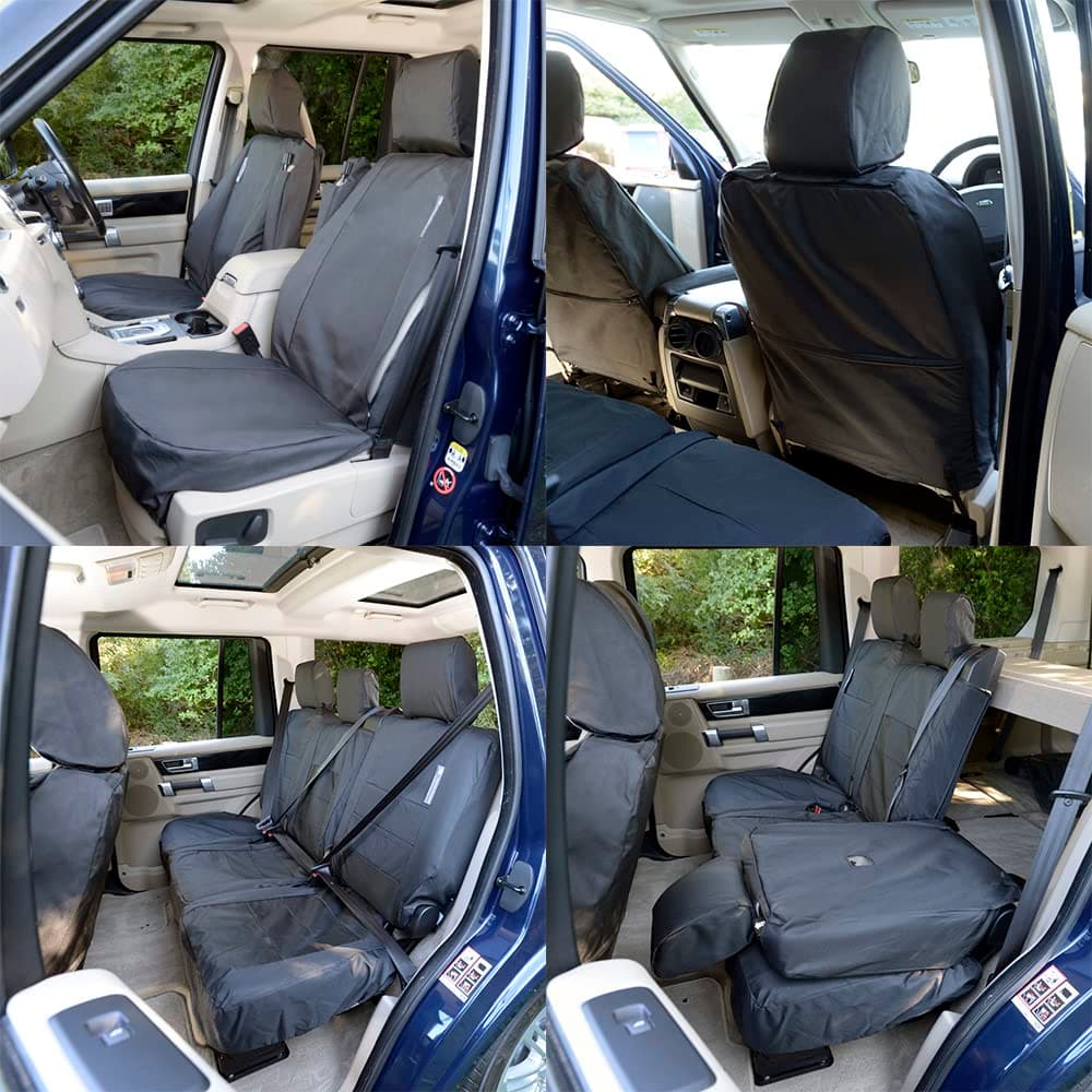 UK Custom Covers Fits Land Rover Discovery 3 (2004-2009) Front & Rear Seat Covers Tailored (Black) - SC191B-157B