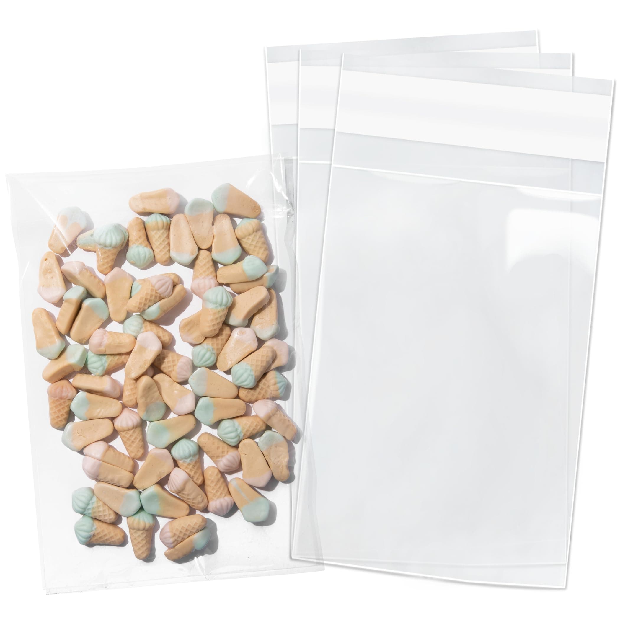 6" X 9" Self Sealing Cellophane Bags (200 Pack) - Clear Cookie and Pretzel Rod Bags With Seal for Baked Goods Packaging, Cookie Wrappers, Bakery Packaging, Bake Sale, Candy, Treats, Goodies, Gifts