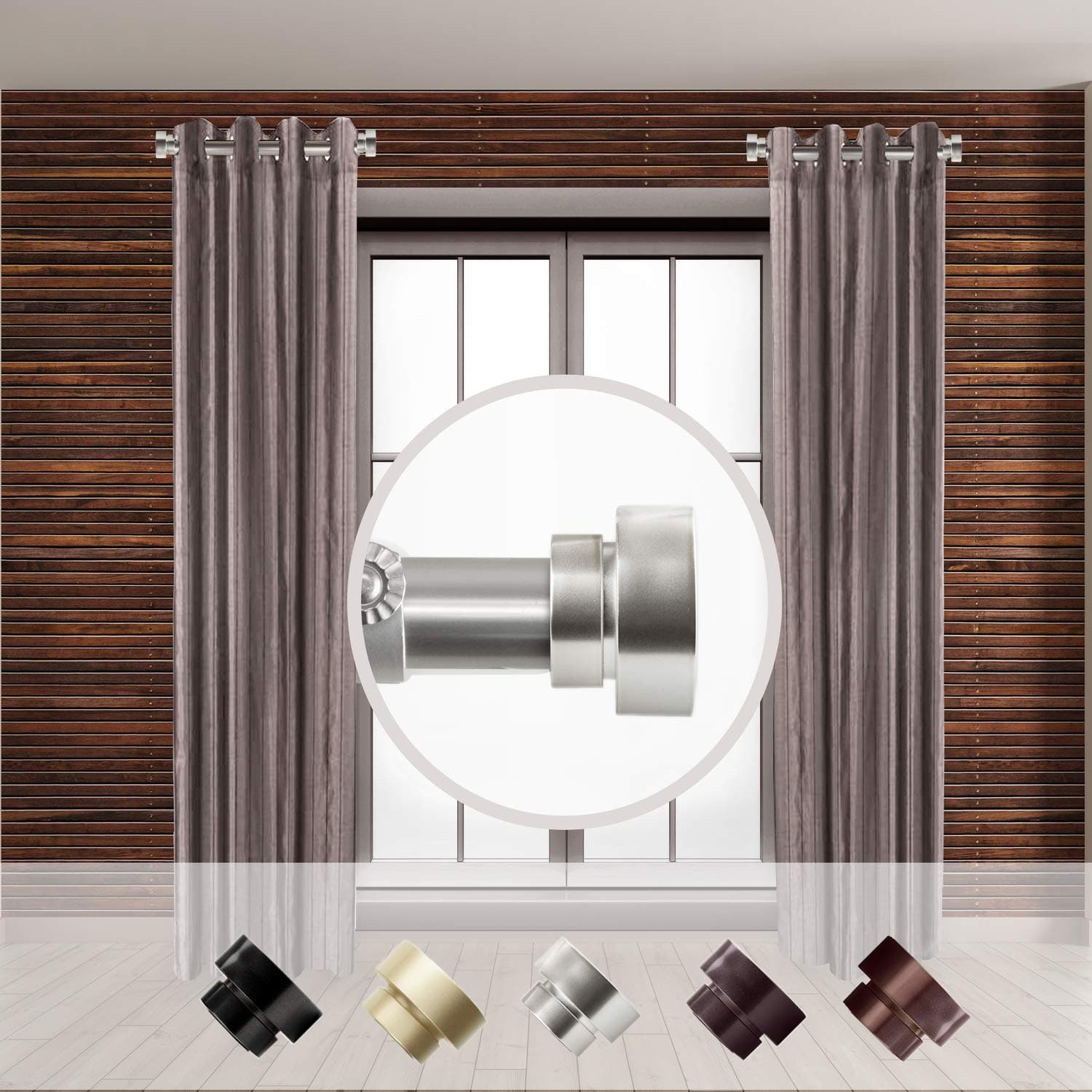 SIDE100-5 1" Side Curtain Rod, 12-20 inch (Set of 2), Satin Nickel