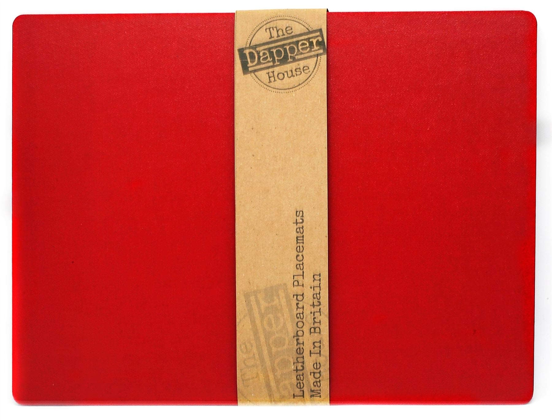 The Dapper House Set of 6 Elementary Red Leatherboard Placemats - Made in UK