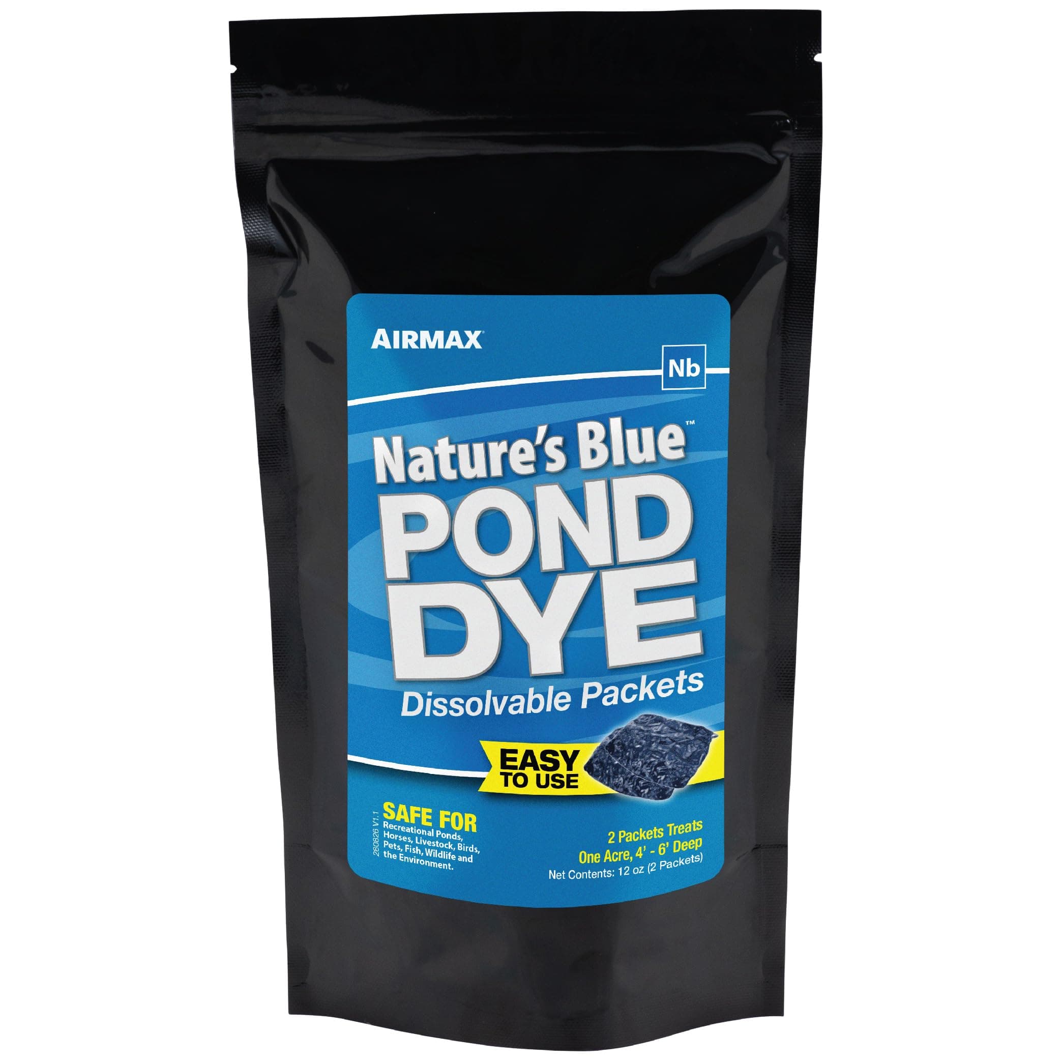 Nature's Blue Pond Dye Packets, Water Soluble Packets, Ecofriendly, Clean & Clear Water, No Mixing & Easy to Use, Enhances Natural Color, Treats up to 1 Acre, 2 Packets