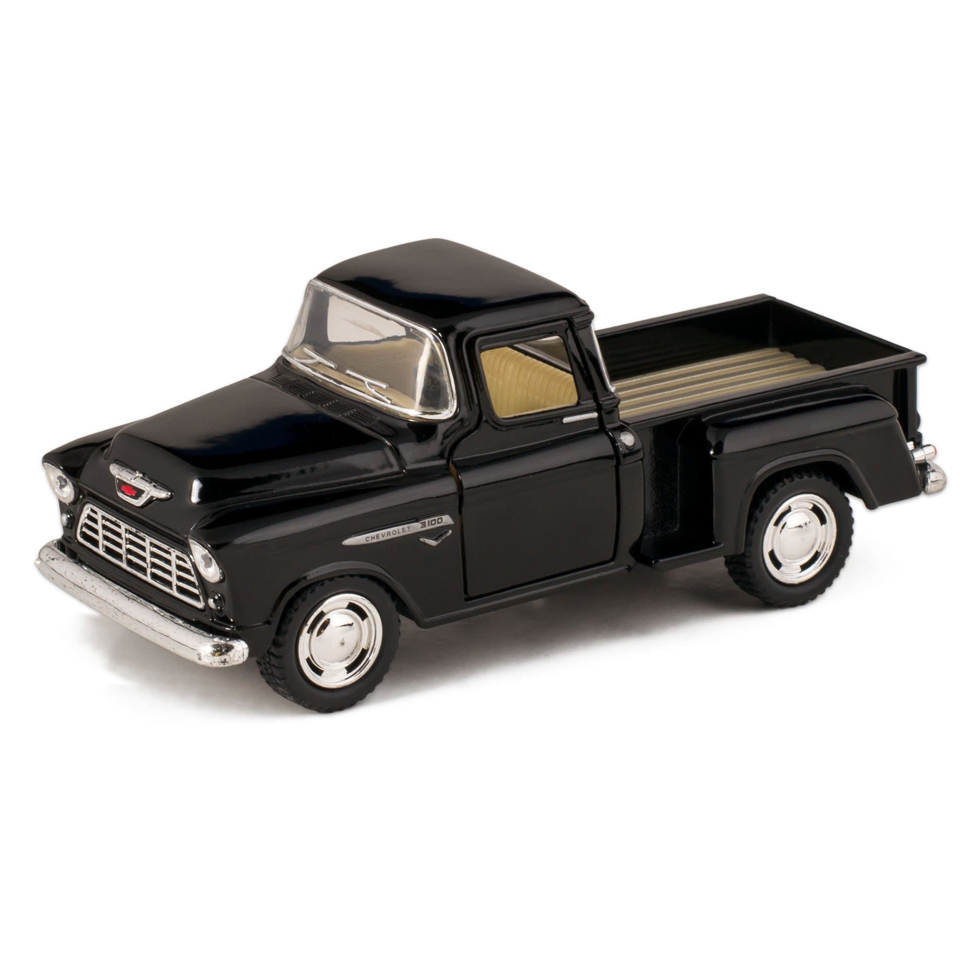 Kinsmart Kids Black 1955 Chevy Stepside Pick-Up Die Cast Collectible Toy Truck