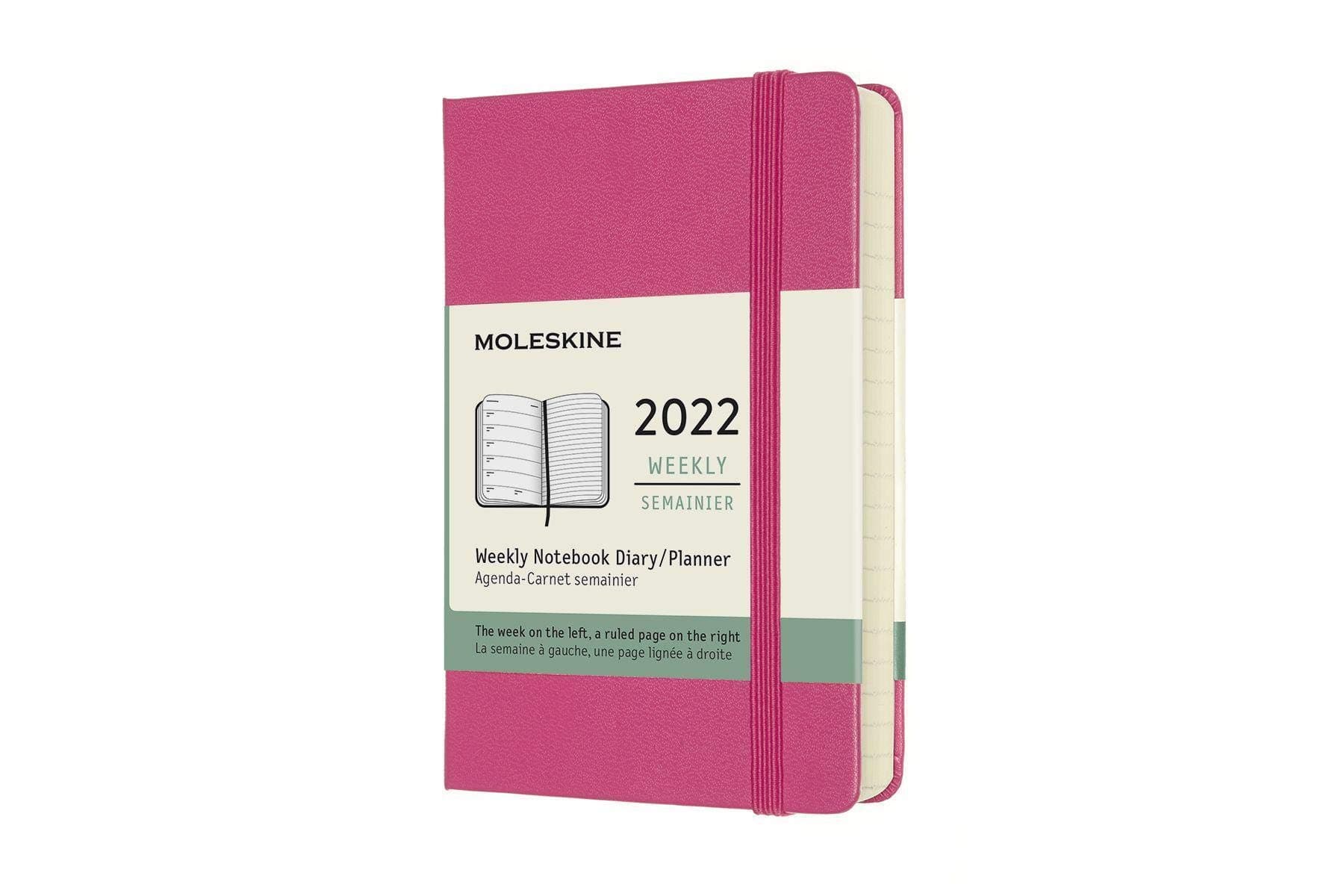 Moleskine Weekly Planner 2022, 12-Month Weekly Diary, Weekly Planner and Notebook, Hard Cover, Pocket Size 9 x 14 cm, Colour Bougainvillea Pink, 144 Pages