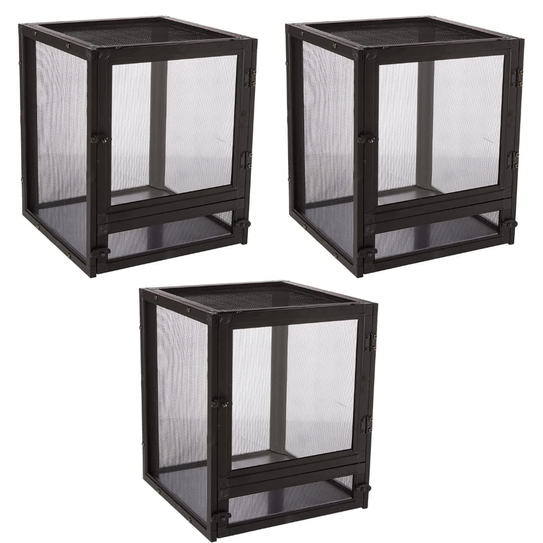 Zoomed UNK 3-Pack Labs Nano Breeze Aluminum Screen Cage - with Attached DBDPet Pro-Tip Guide - Perfect Enclosure for Small Chameleons, and Geckos!