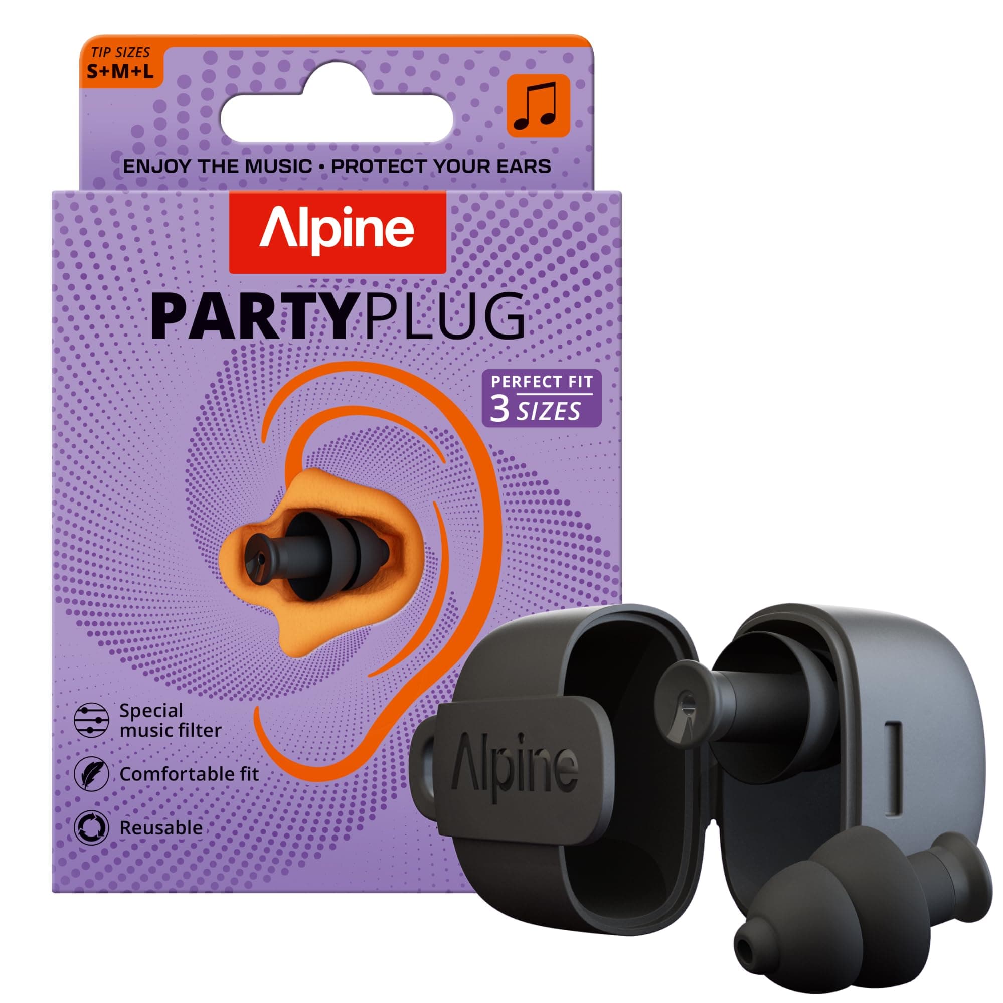 Alpine PartyPlug Concert Ear Plugs - Noise Reduction Ear Plugs for Party, Concert, Festival and Music - Reusable Earplugs (Transparent (Multisize))