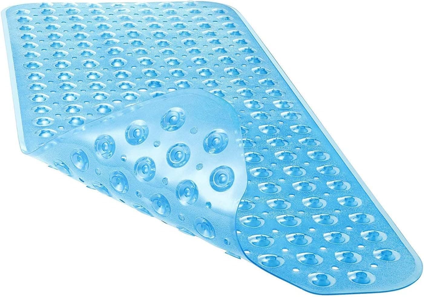 – Mumoo Bear Extra Long Bath Mats, Shower Mats Mildew Resistant Non Slip Pebbled Bathtub Mats With Suction Cup For Bathroom, Machine Washable, 100X40Cm Blue