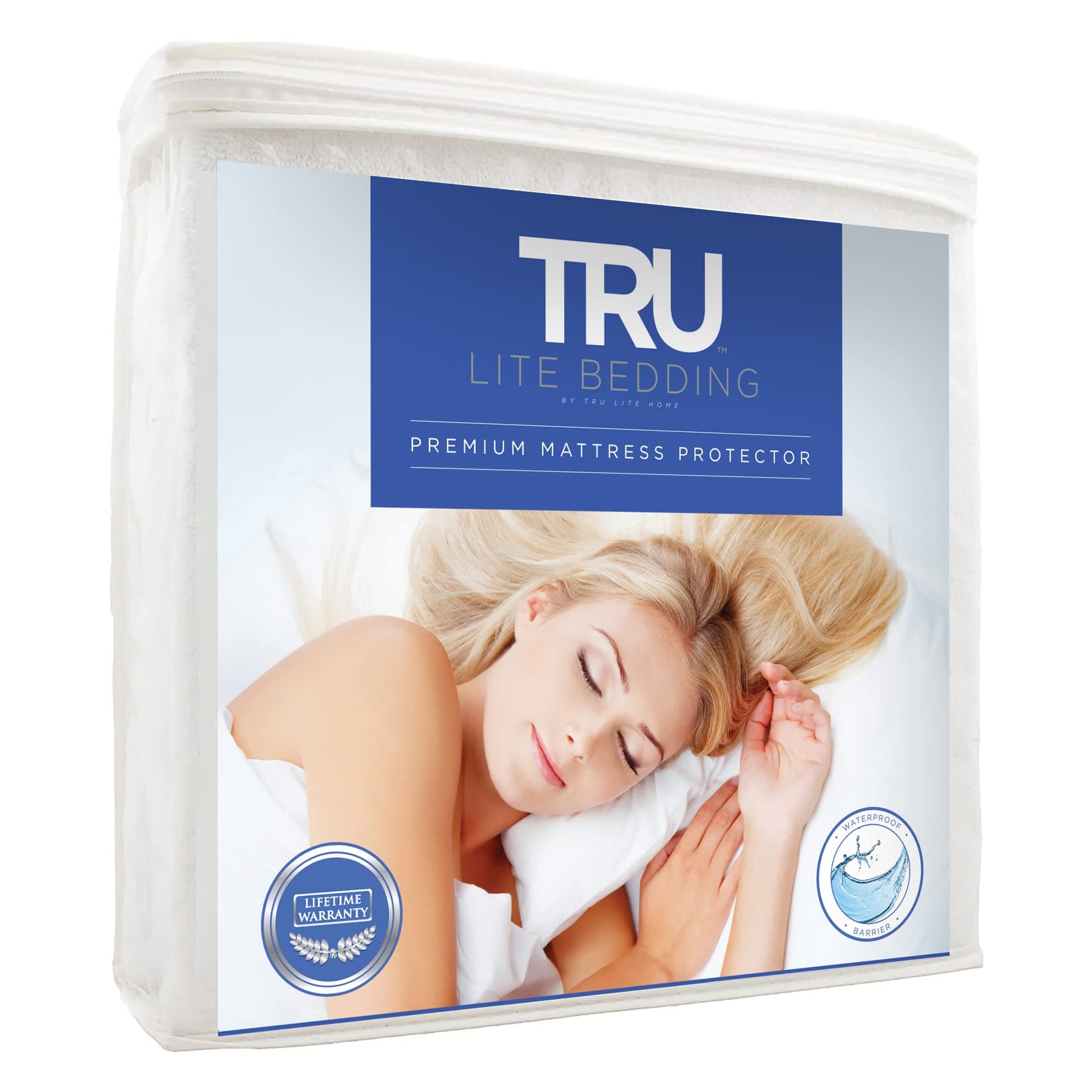 TRU Lite Bedding Cal King Waterproof Mattress Protector - Safe & Clean Mattress Cover - Premium Cotton Terry Bed Protector - Protects from Dirt, Stains, Odors
