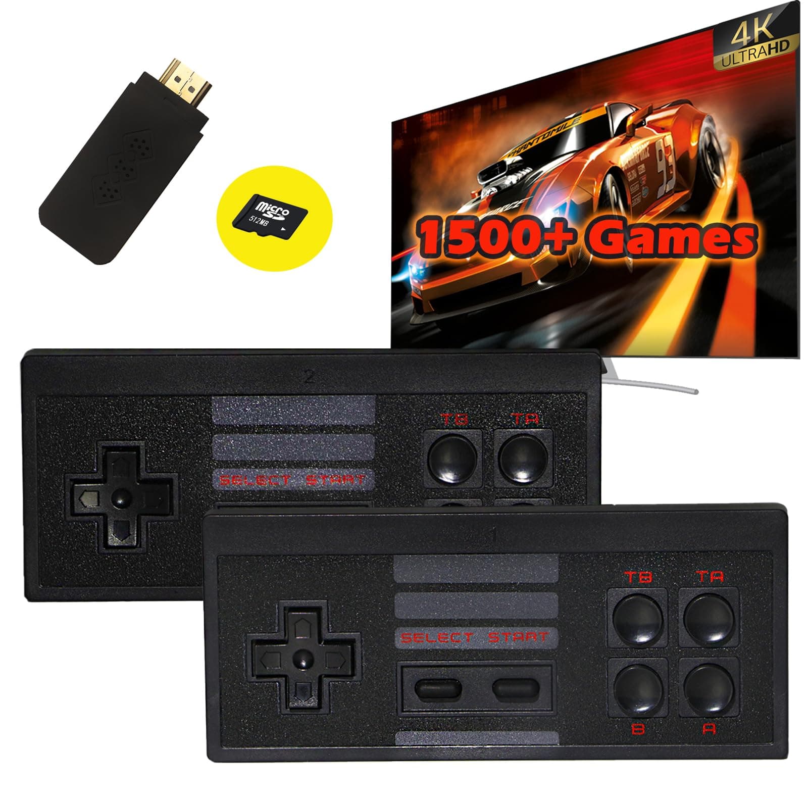 Anyando Wireless Retro Video Game Console with 1500+ Classic Video Games, 1080P Plug and Play Video Handheld Game Console, HDMI Output for TV with Dual 2.4G Wireless Controllers