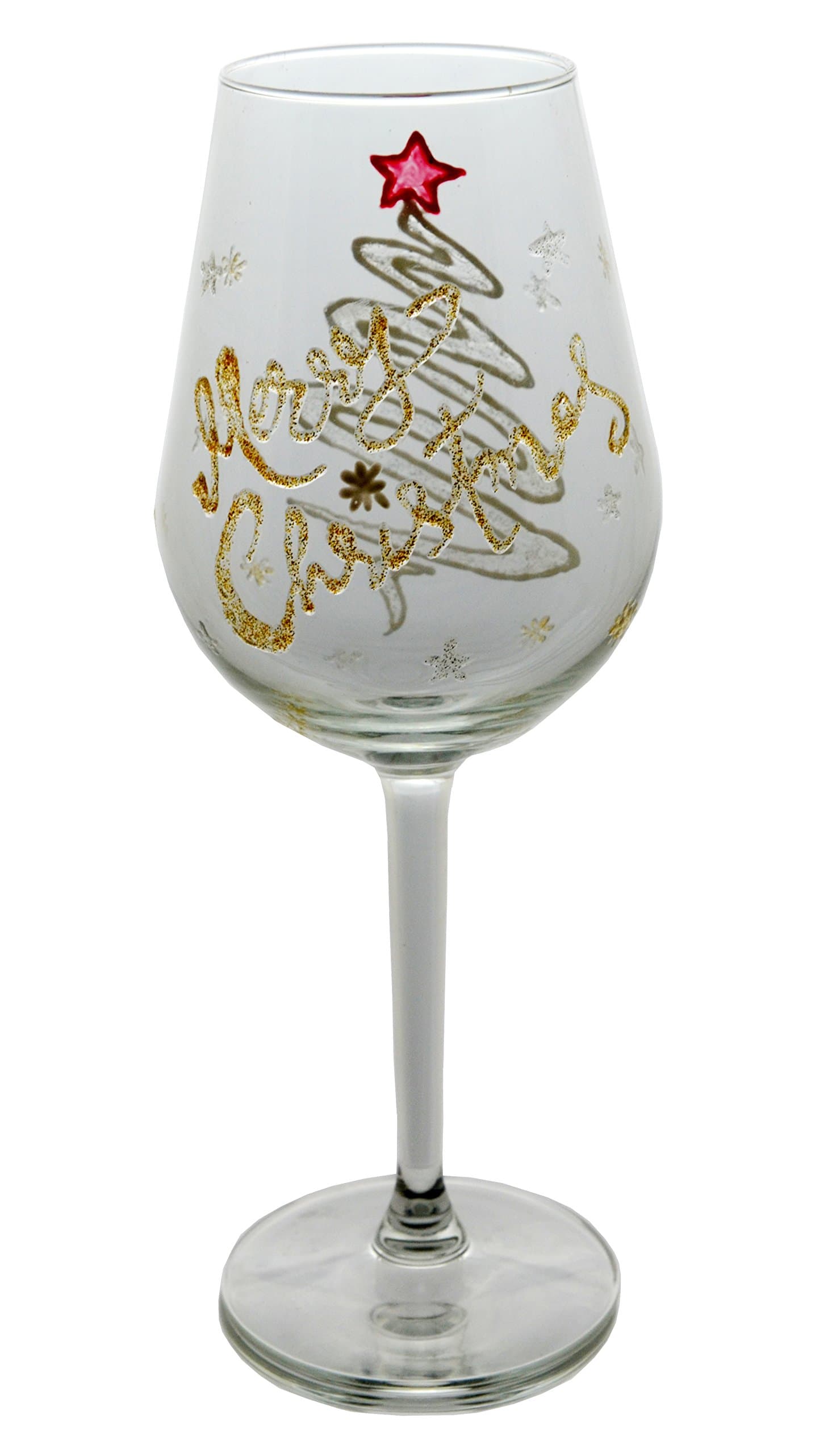 Faalaa Glass - Christmas tree hand painted wine glass