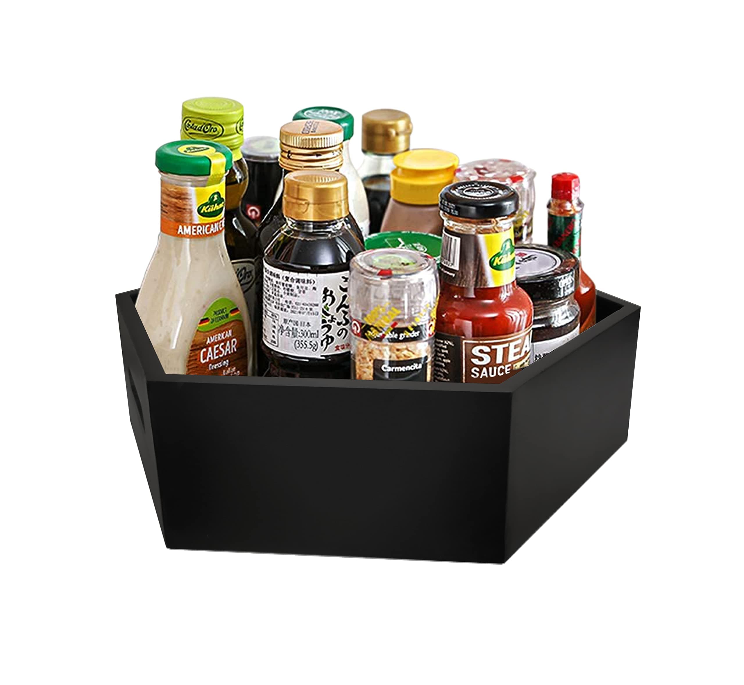 Engineered Wood 360° Rotating Kitchen Organizer Tray/Multipurpose Revolving Tray/Lazy Susan for Organizing Kitchen Storage/Cosmetics/Cupboard/Cabinet/Spices - Black