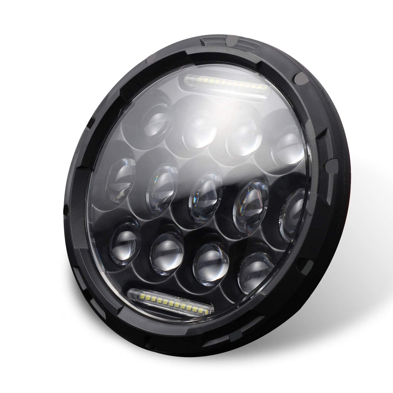 HIP TEC 7 Inch Round 75W LED Headlight Round Hi/Lo Beam Headlamp DRL Headlamp for Car Motorbike (1pcs)