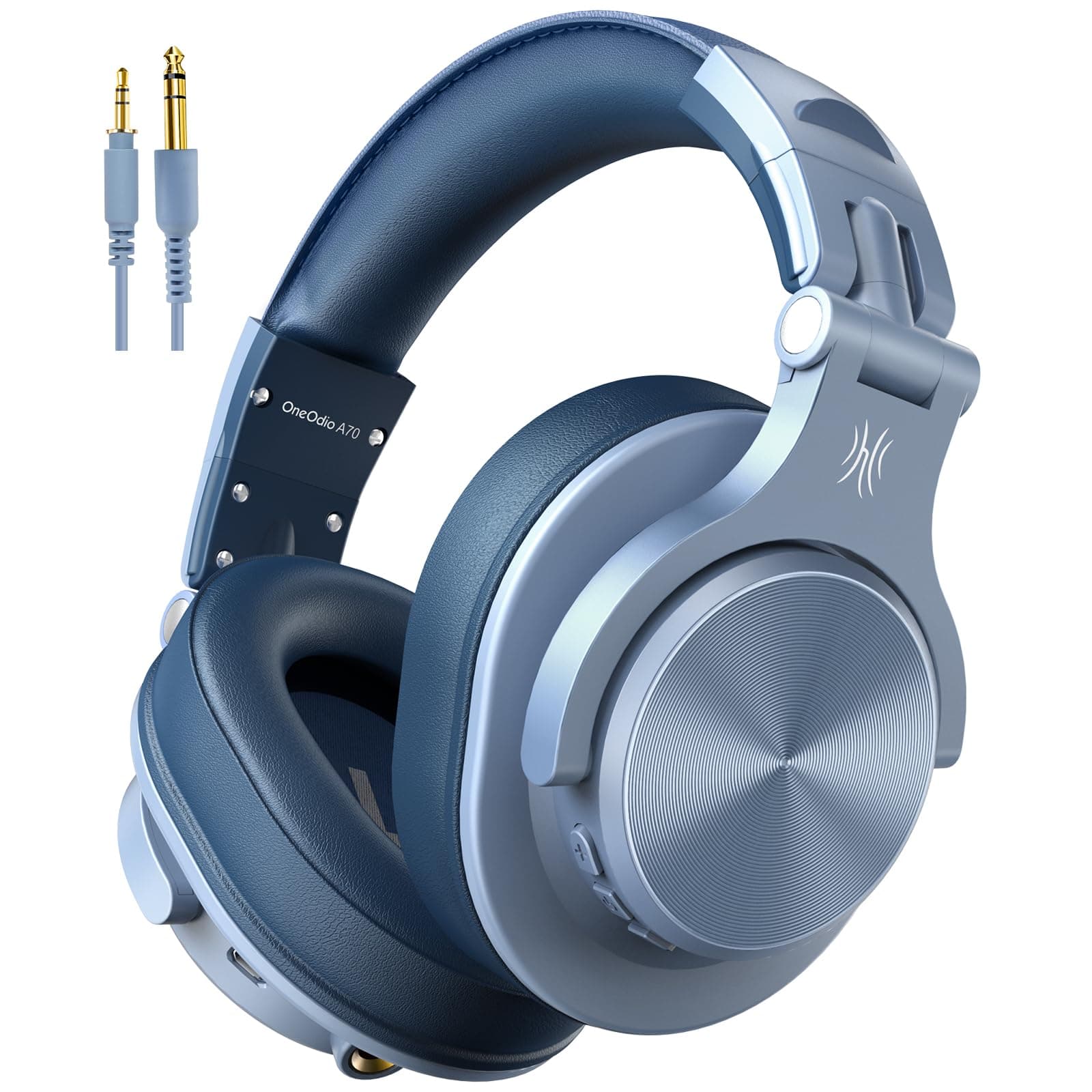 A70 Over Ear Bluetooth Headphones, Foldable Wireless and Wired Headset with Microphone, Professional Studio Monitor Mixing Headphones for PC/Phone (Blue)