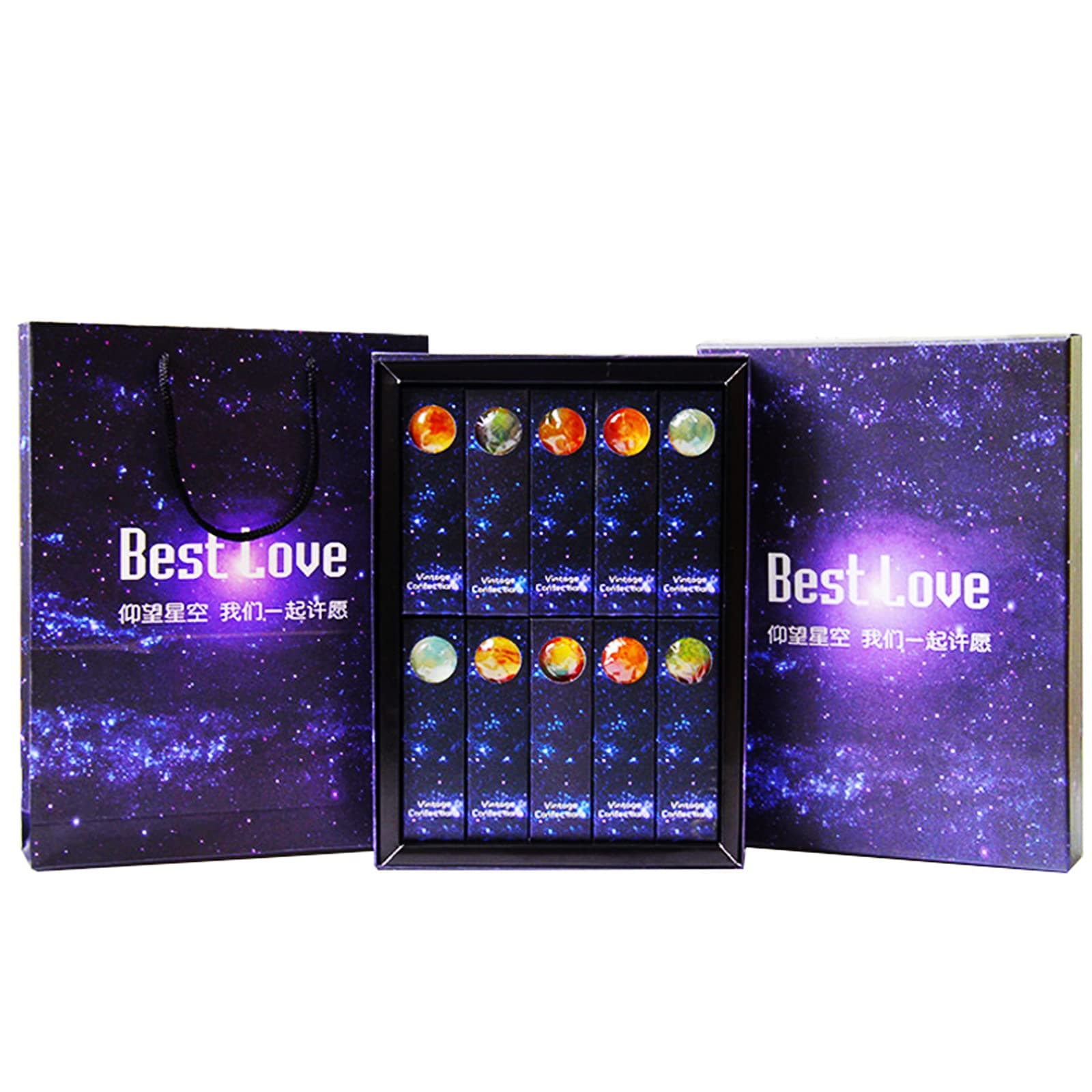 Galaxy Lollipops Planet Designs, Space Candy, 10 Count Gift Packaged, Handcrafted, Nut, Gluten & Dairy Free, Very suitable as a gift for Valentine's Day(A)