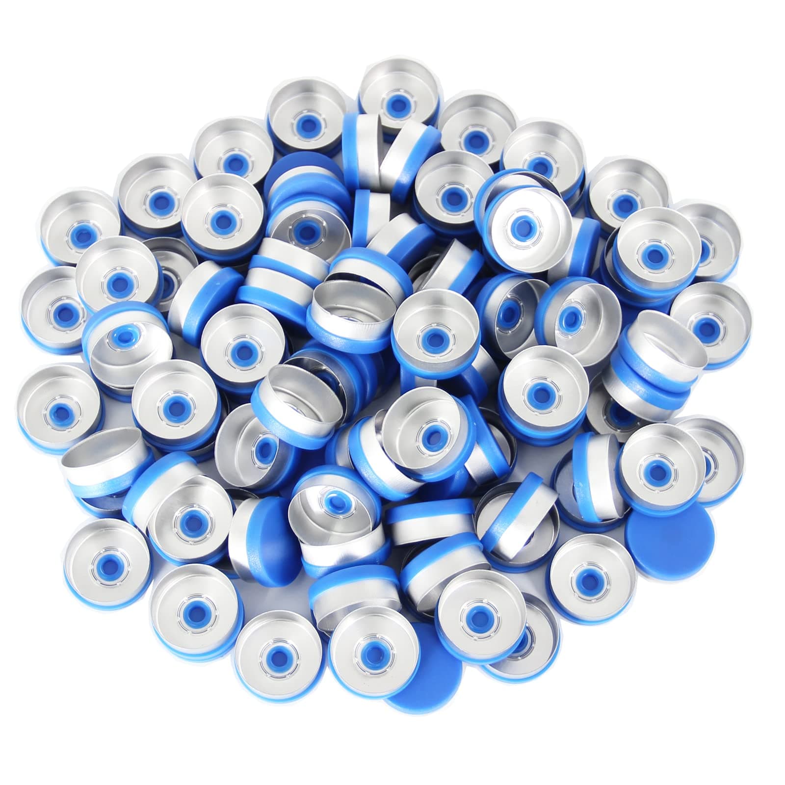 13mm Blue Flip Top Caps-100 Pcs Aluminum-Plastic Blue Caps for Glass Vial