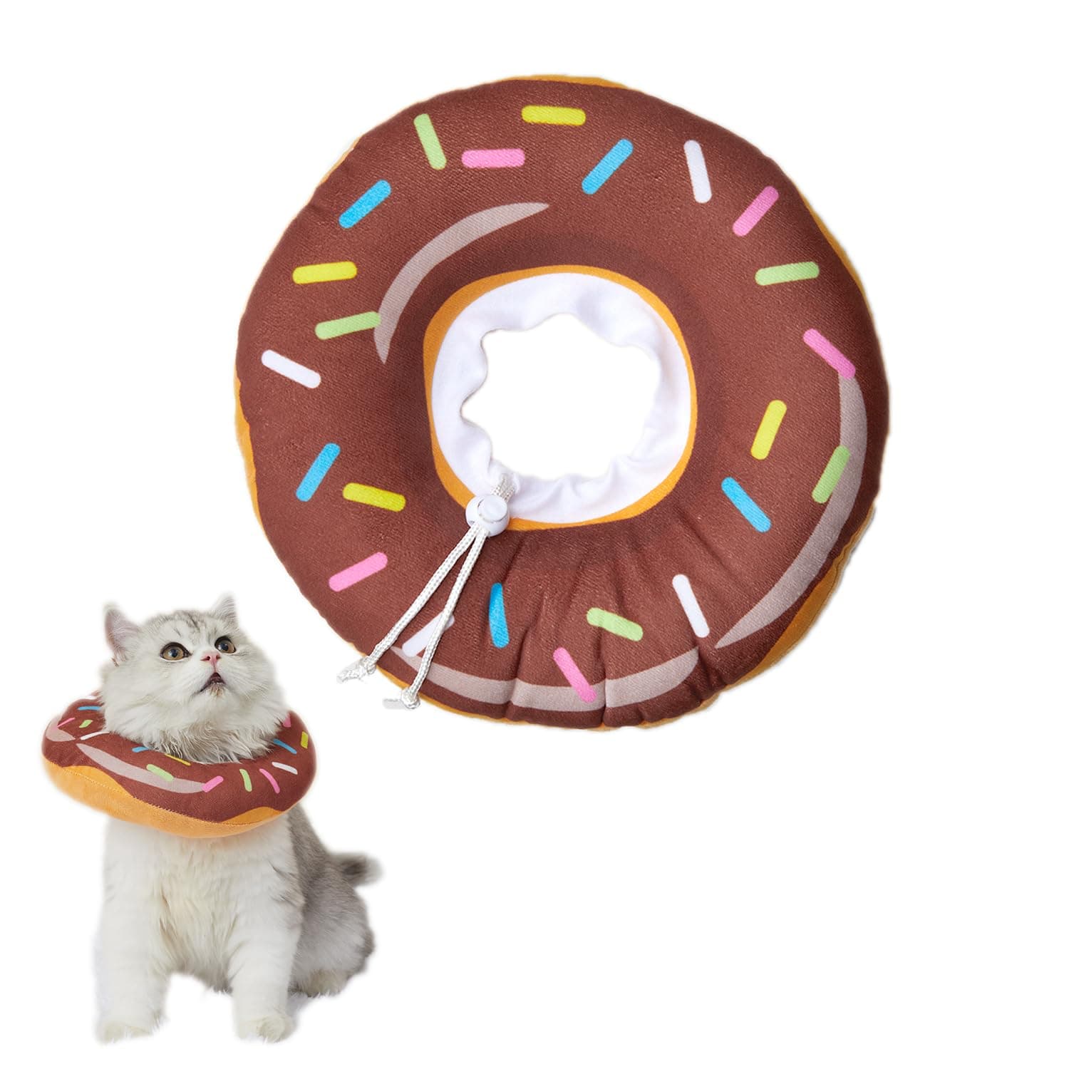 Adjustable Cat Cone Collar Soft, Recovery Collar, for After Surgery, Neck Cone, Elizabethan for and Kitten (donut ), Neck:6"-13", M