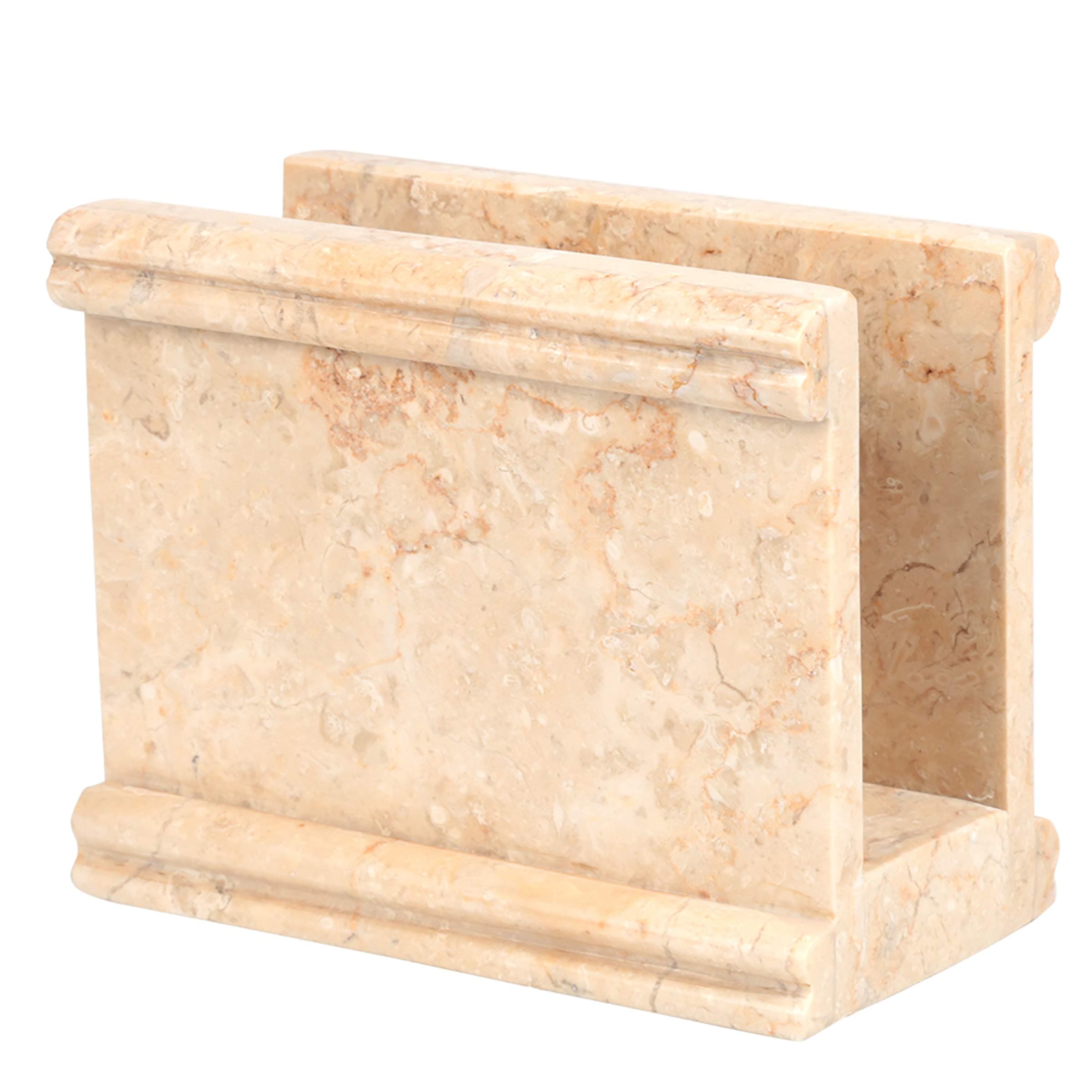 Luxury Handcrafted Natural Marble Napkin Holder – Solid Champagne Beige Stone, Elegant & Heavy-Duty, Perfect for Dining Table, Kitchen, Restaurants & Outdoor Gatherings