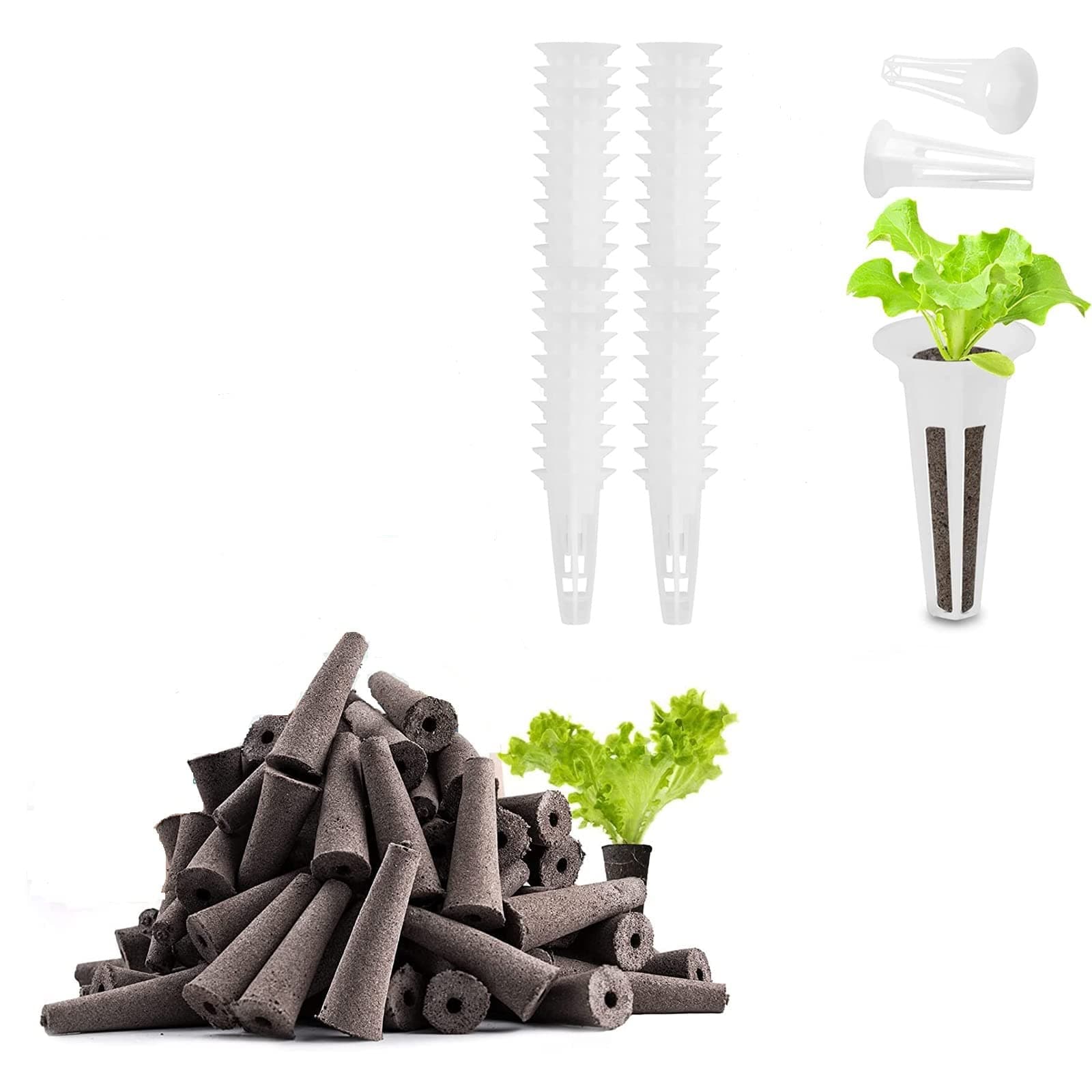 20 Pack Grow Sponges and Baskets for Hydroponic Growing System,Seed Pods Kit for aerogarden pods with (10pcs replacement grow sponges and 10 Pcs grow baskets)