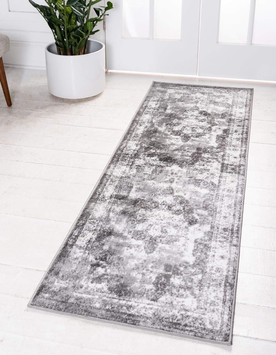 Unique Loom Sofia Collection Area Rug - Salle Garnier (2' x 6' 7" Runner, Gray/ Ivory)