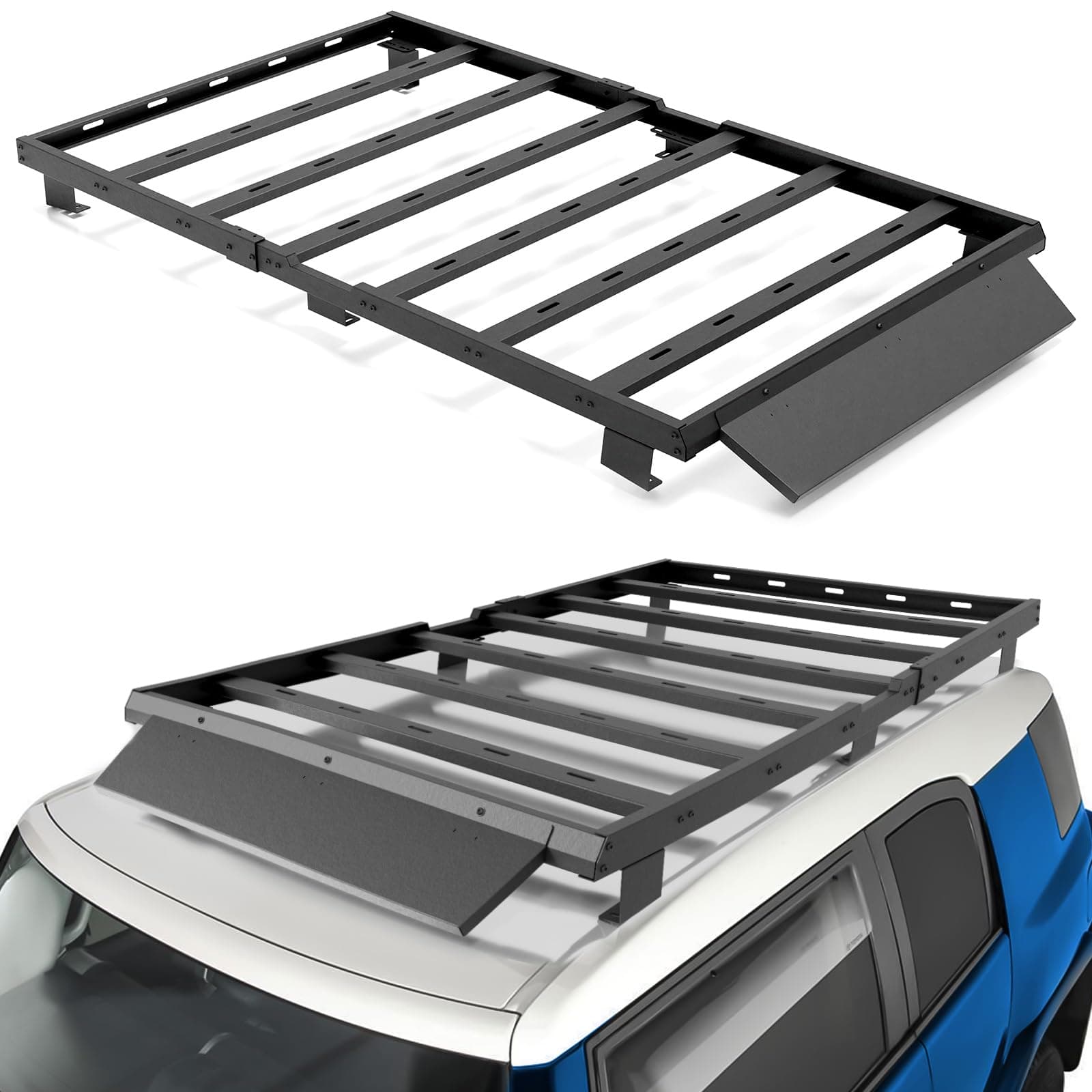 for Cruiser Roof Rack Cargo Basket Compatible with 2007 2008 2009 2010 2011 2012 2013 2014 Toyota FJ Cruiser, Overland Rooftop Pickup Truck Cargo Carrier Top Luggage Storage Holder Cross Bars